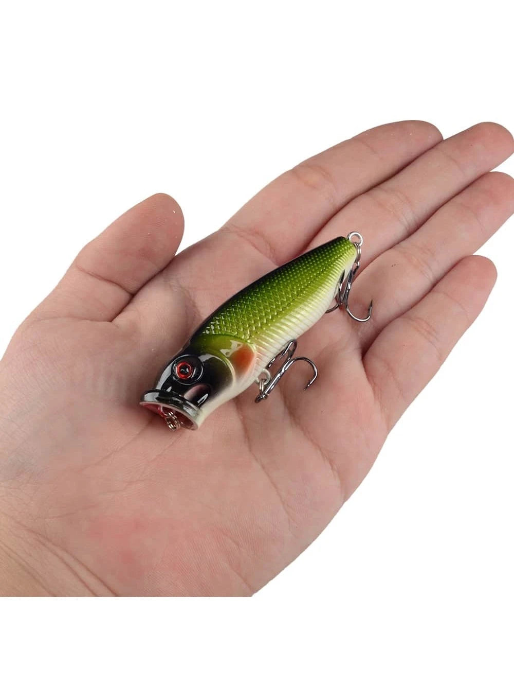 5pcs Popper Fishing Lure 6.5cm/9g Hard Bait Artificial Topwater Bass Trout Pike Wobbler Fishing Tackle With 2 Treble Hooks