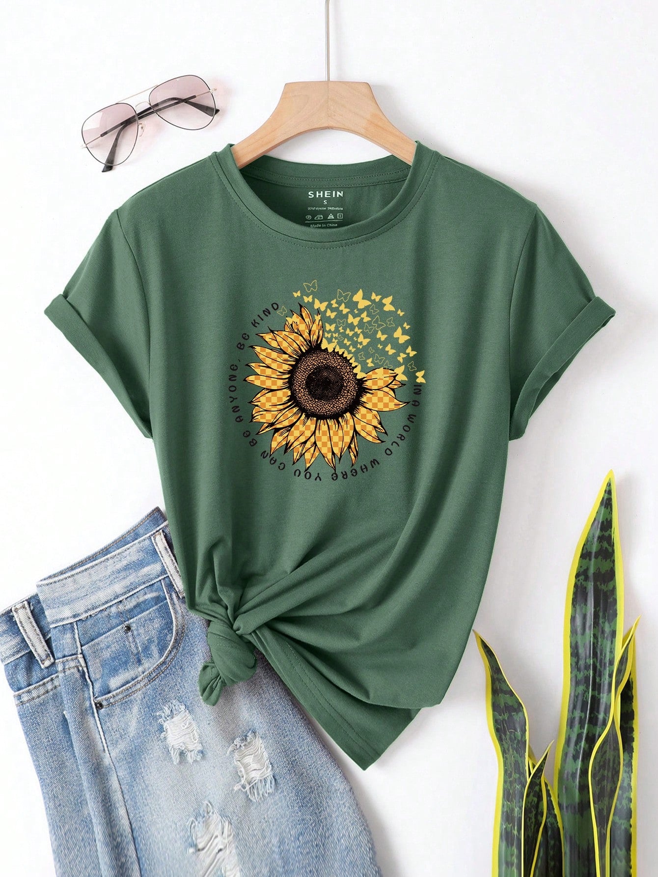 LUNE Sunflower And Slogan Graphic Tee