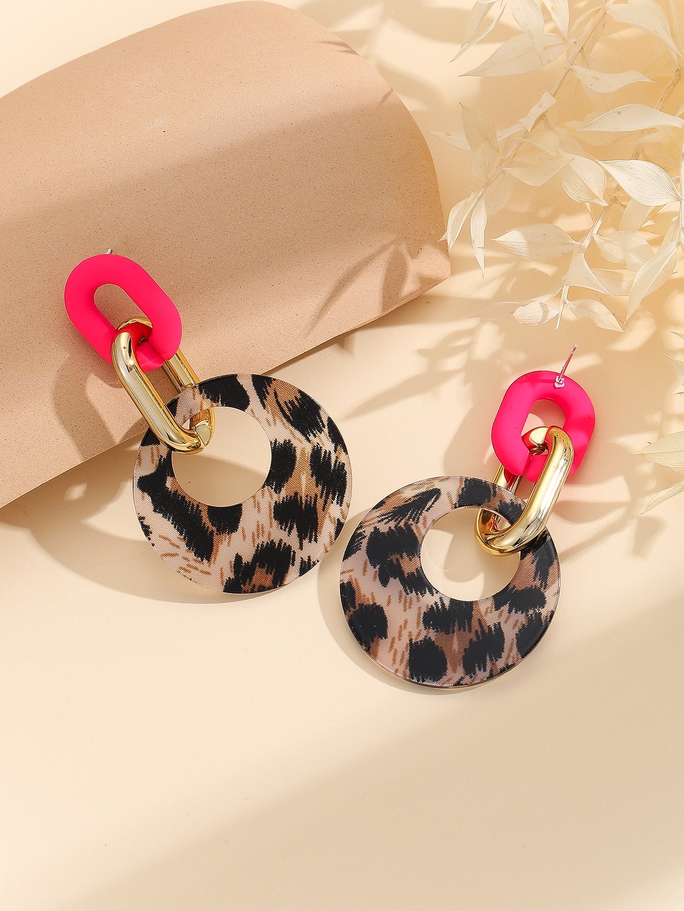 Leopard Pattern Round Drop Earrings