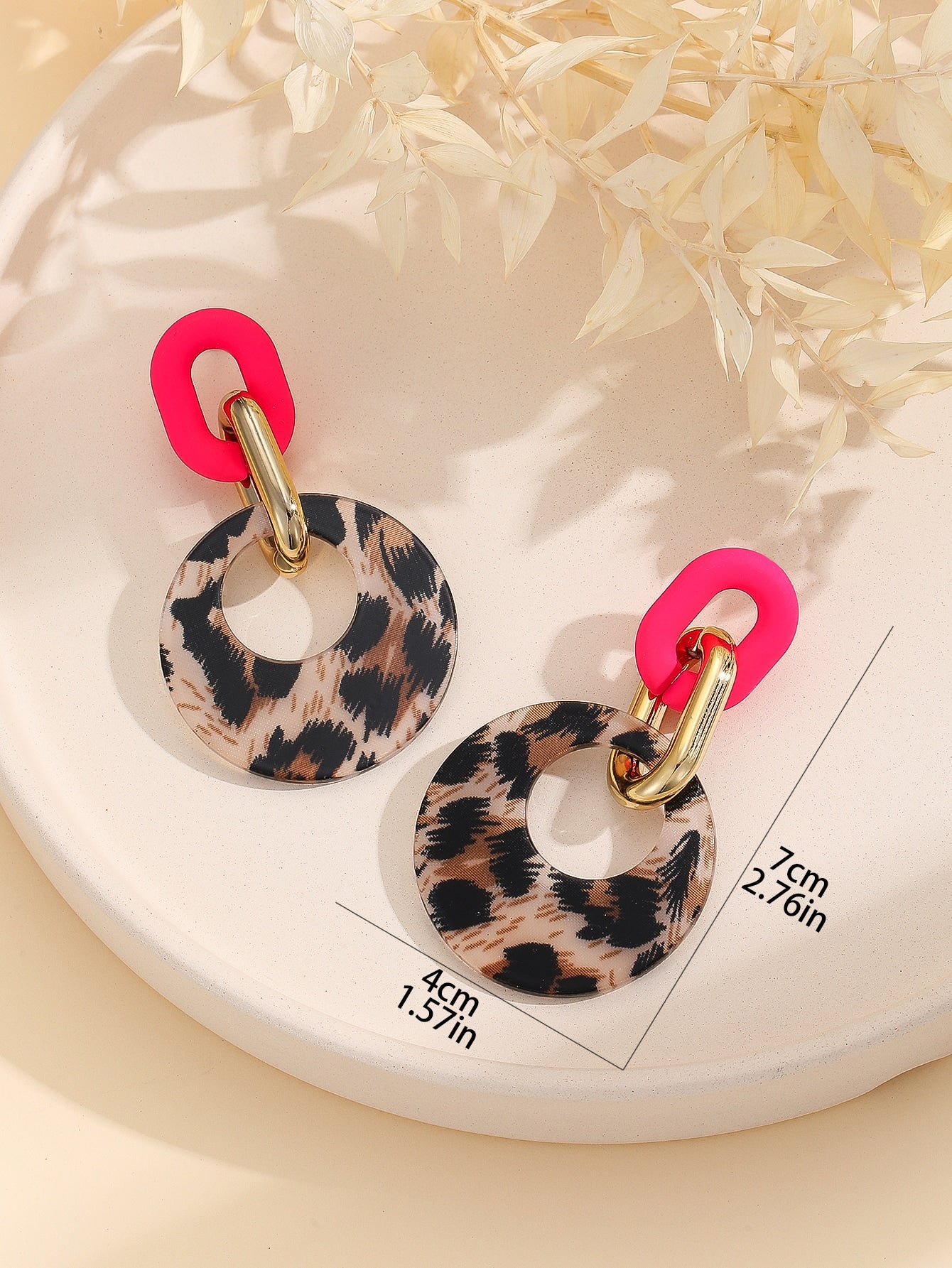 Leopard Pattern Round Drop Earrings