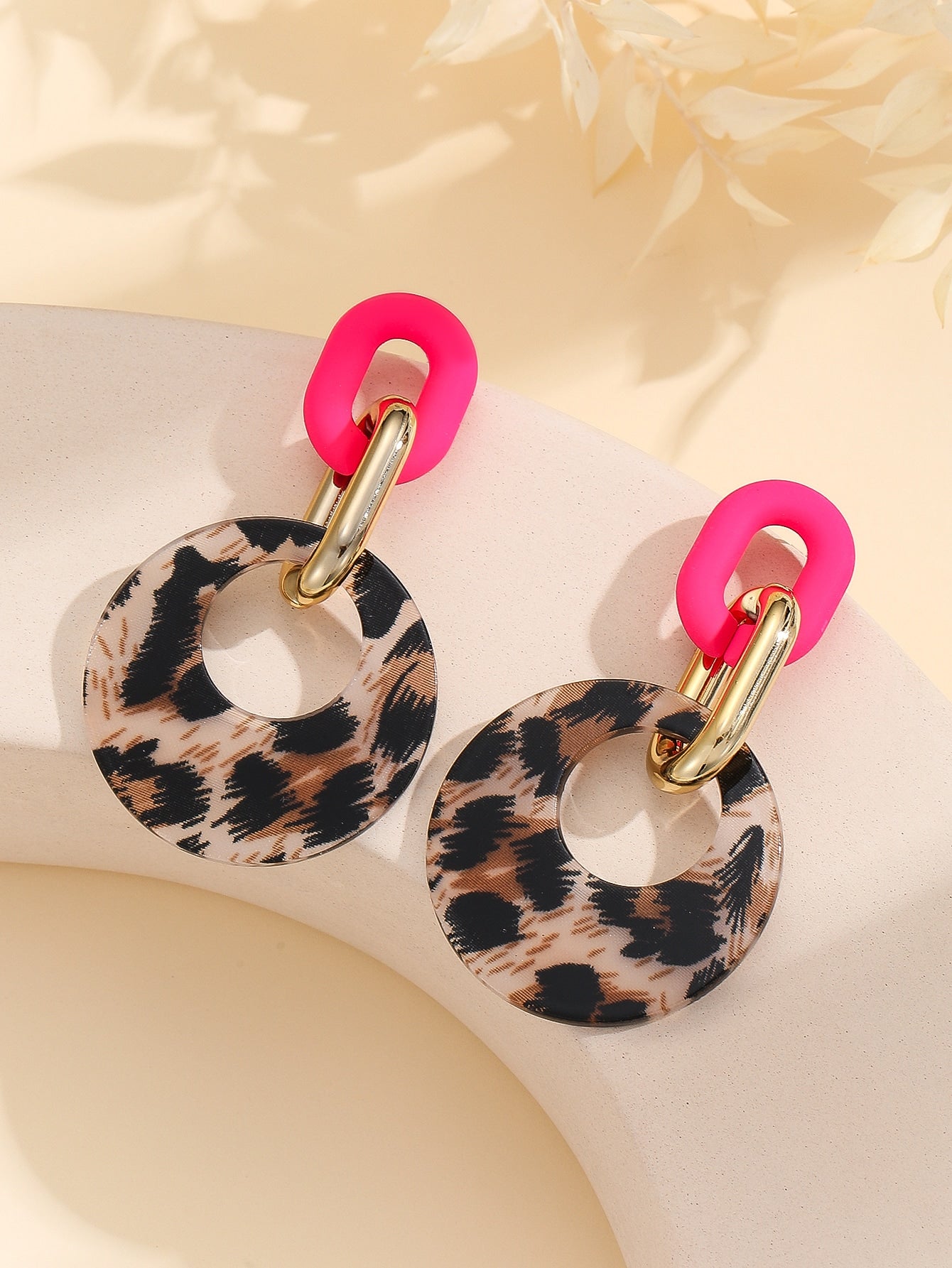 Leopard Pattern Round Drop Earrings