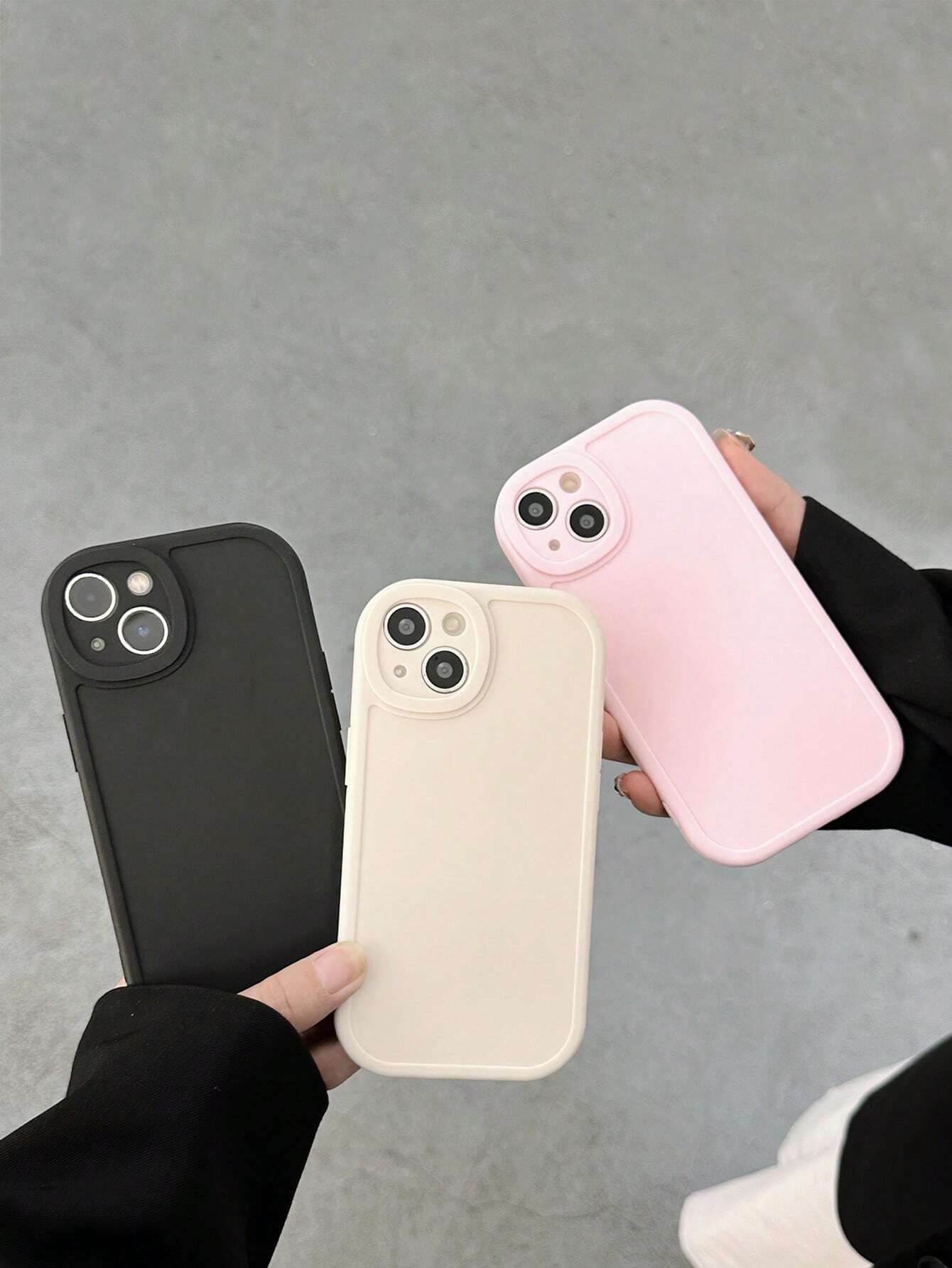 Basic Phone Cases Solid Color Phone Case, Simple Phone Case, Silicone Phone Case, Fashionable Phone Case, Black White Pink Phone Case Compatible With Iphone 16, IPhone 16 Pro Max, IPhone 16 Pro, IPhone 16 Plus, IPhone Samsung Galaxy