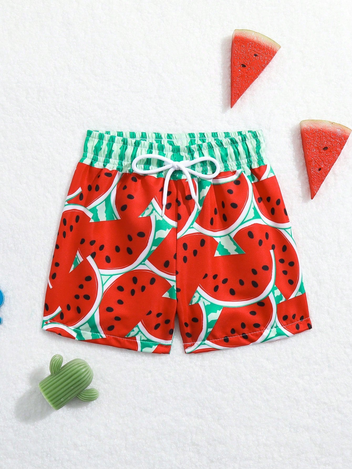 Baby Boy Watermelon Print Woven Fabric Swim Trunks Beach Shorts, Summer