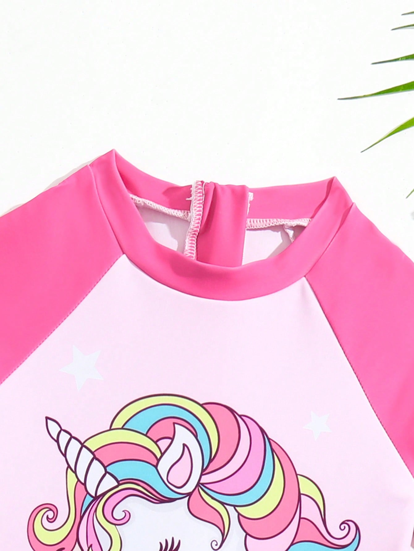 Young Girl Unicorn Print Zipper Back One Piece Swimsuit