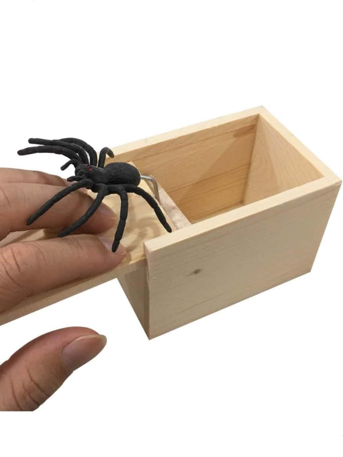 A Spider Scary Prank Box, Funny Wooden Scary Box, Handmade Funny Joke Scary Box Toy, Practical Gift Toys Spider Box Prank For Kids Adult Games,Kids Fun Toys,Spider Toy,Cheap Toys