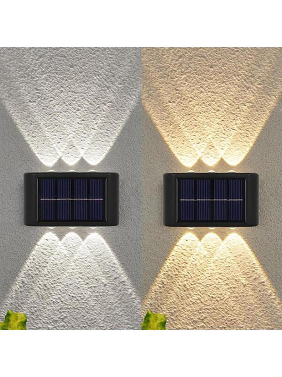 2pcs Solar Powered Wall Light For Outdoor Garden Decoration, Wall Mount Fence Post Lights Fall Decor House Decor Outdoor Decor