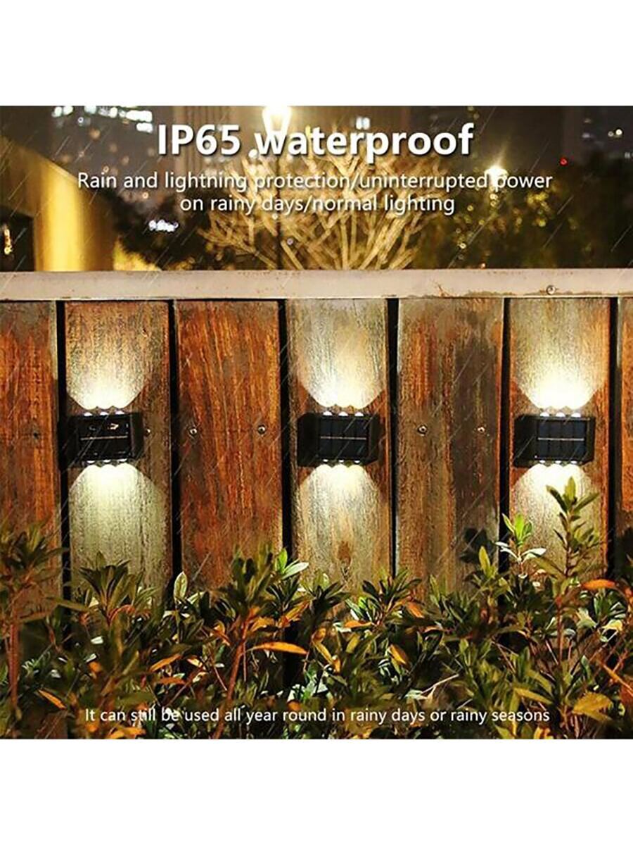 2pcs Solar Powered Wall Light For Outdoor Garden Decoration, Wall Mount Fence Post Lights Fall Decor House Decor Outdoor Decor