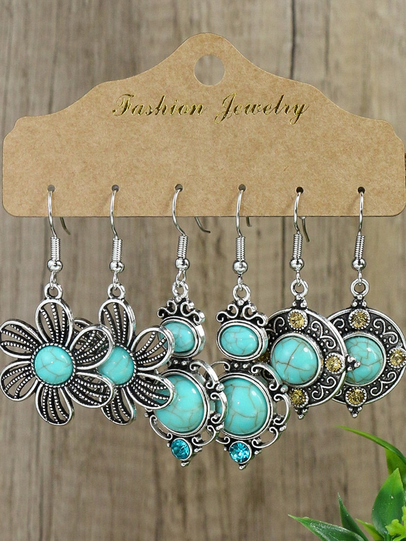 6pairs Vintage Flower Design Women's Bohemian Style Vacation Earrings