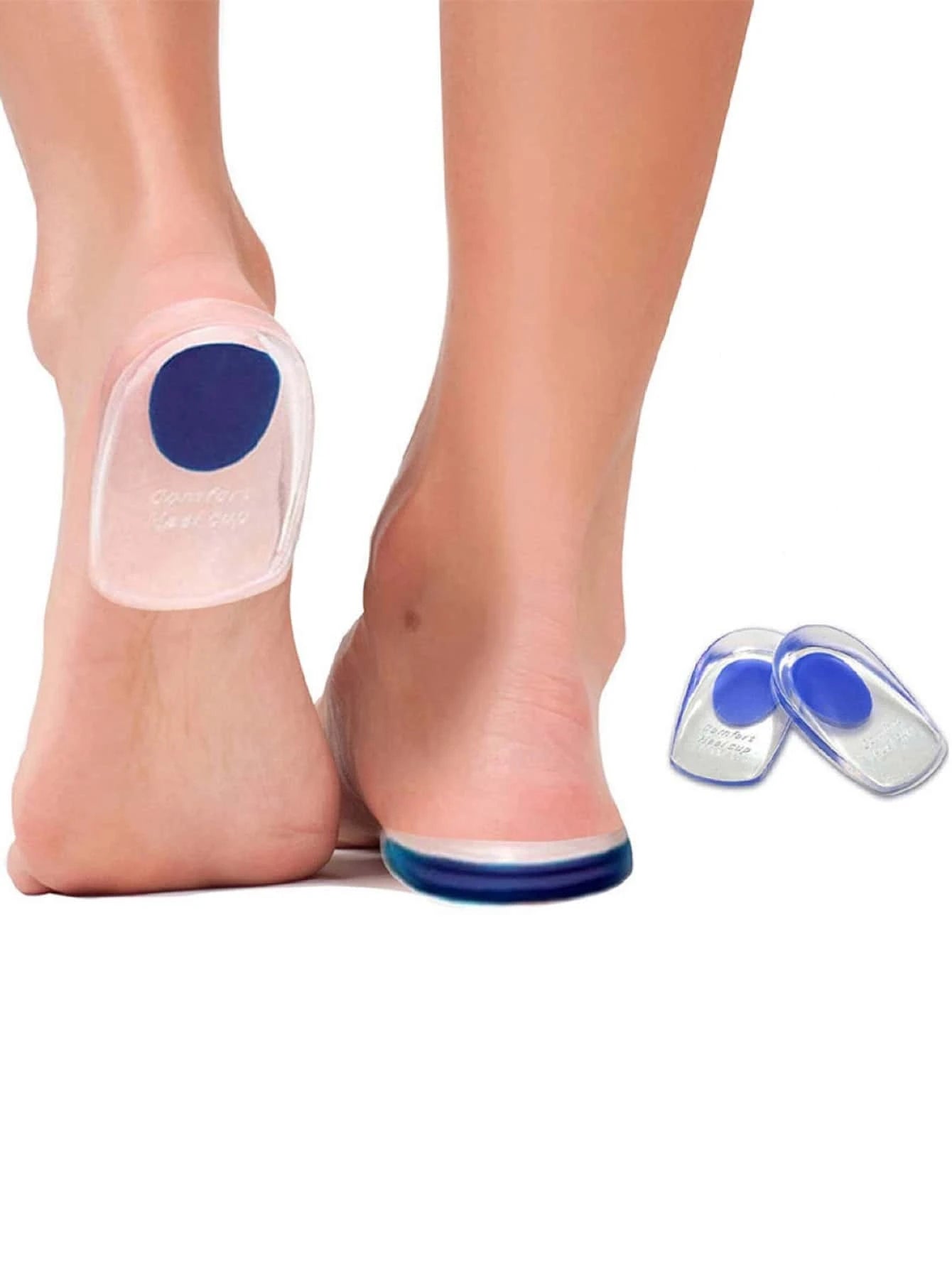 2pcs Heel Pain Relief Pads - Pu Gel Heel Cup Cushions To Protect Foot Spurs & Shock Absorption In Sports Shoes