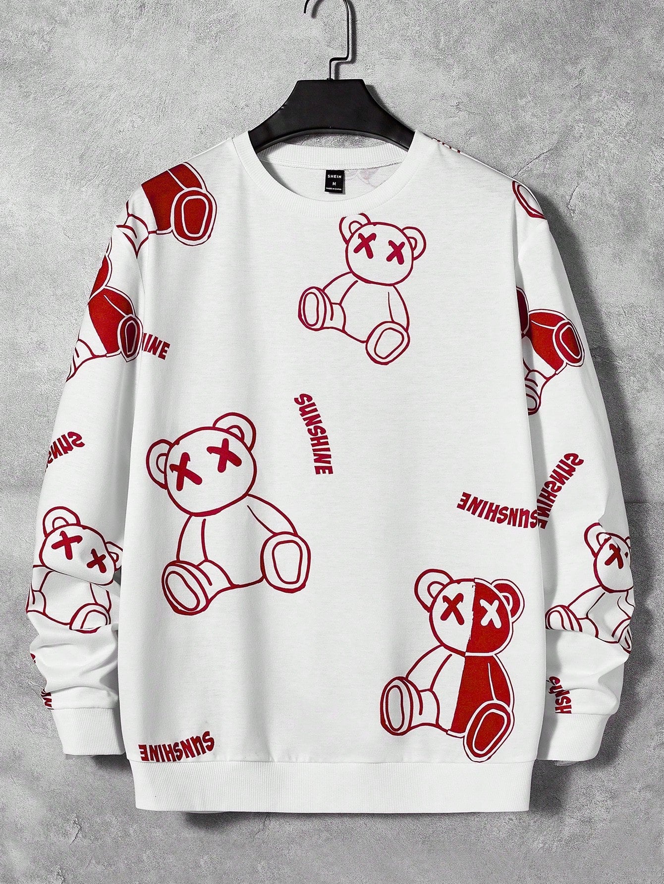 Manfinity UrbanChill Loose Fit Men's Bear & Letter Graphic Sweatshirt