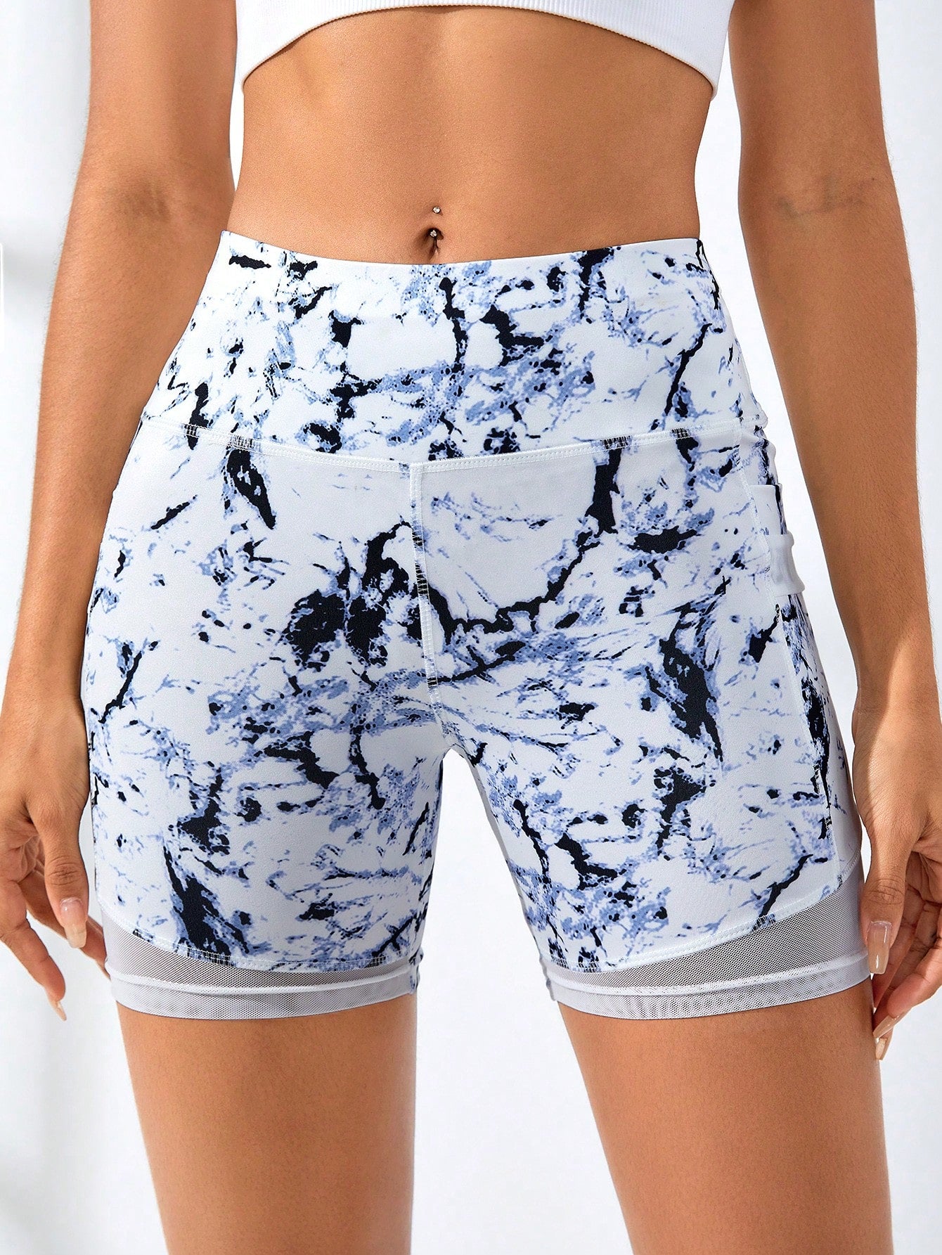 Sport Exploreva Tie Dye Mesh Insert Phone Pocket Side Sports Shorts