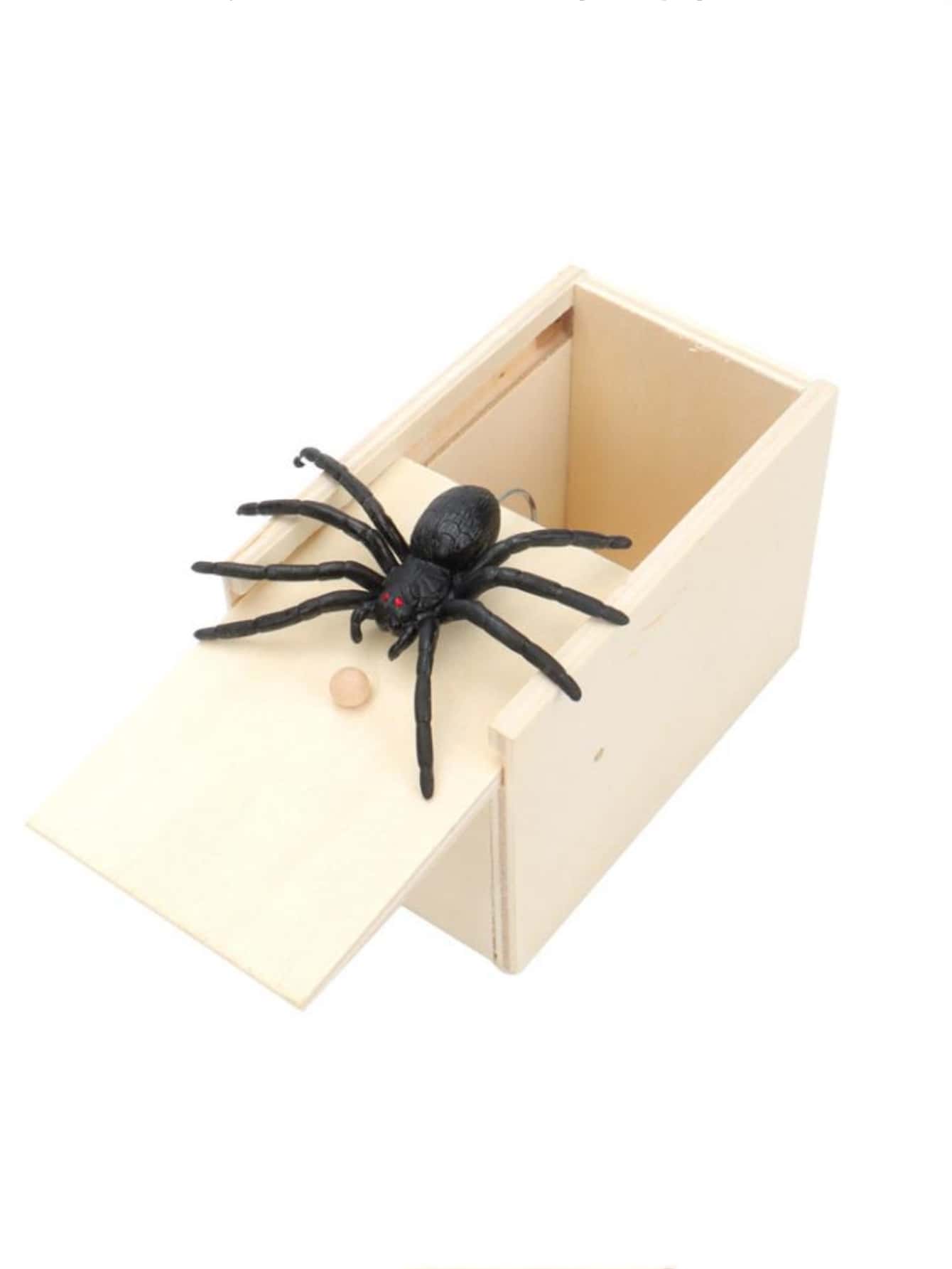 A Spider Scary Prank Box, Funny Wooden Scary Box, Handmade Funny Joke Scary Box Toy, Practical Gift Toys Spider Box Prank For Kids Adult Games,Kids Fun Toys,Spider Toy,Cheap Toys