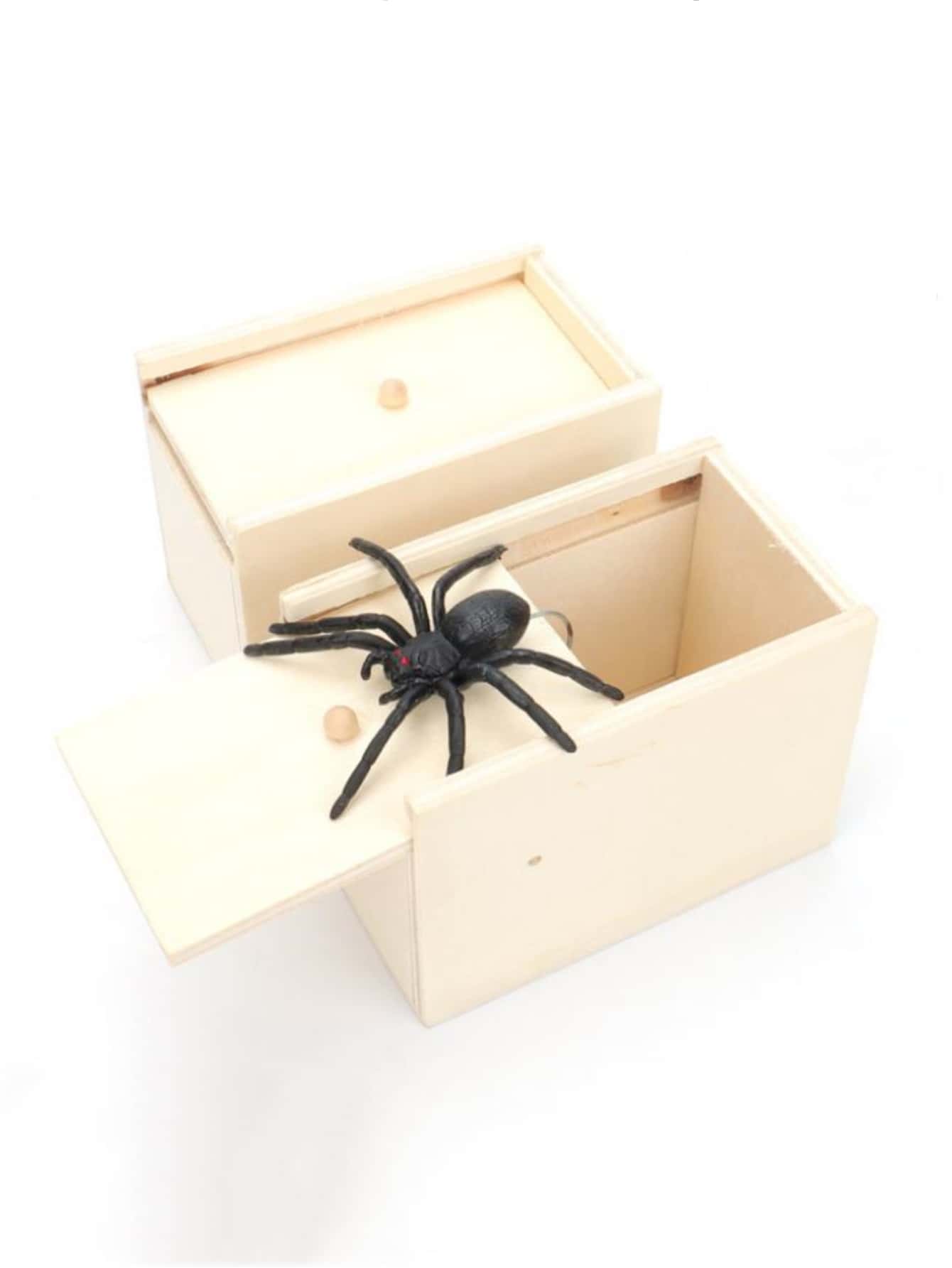 A Spider Scary Prank Box, Funny Wooden Scary Box, Handmade Funny Joke Scary Box Toy, Practical Gift Toys Spider Box Prank For Kids Adult Games,Kids Fun Toys,Spider Toy,Cheap Toys