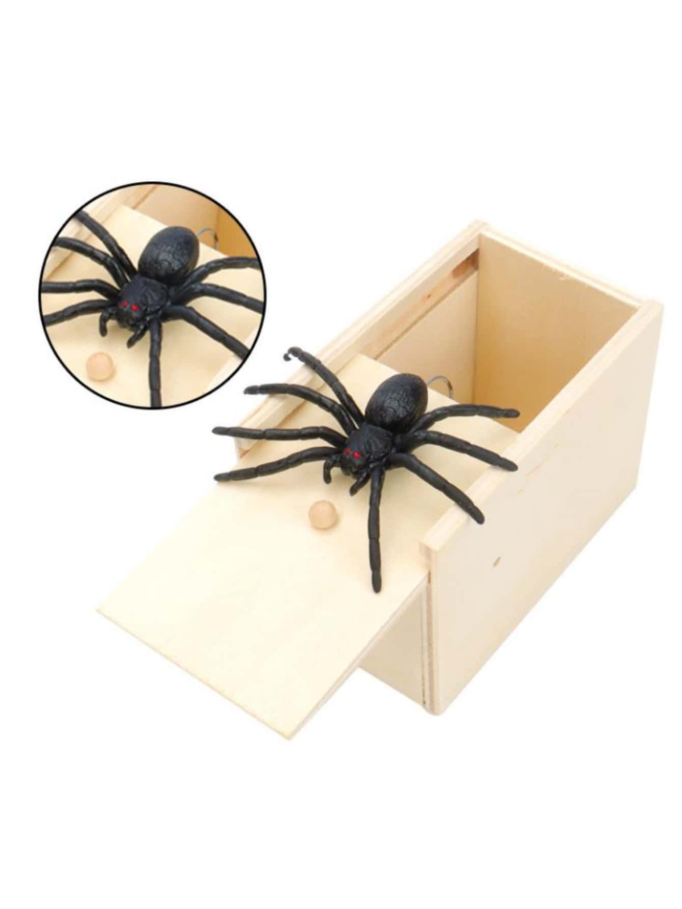 A Spider Scary Prank Box, Funny Wooden Scary Box, Handmade Funny Joke Scary Box Toy, Practical Gift Toys Spider Box Prank For Kids Adult Games,Kids Fun Toys,Spider Toy,Cheap Toys