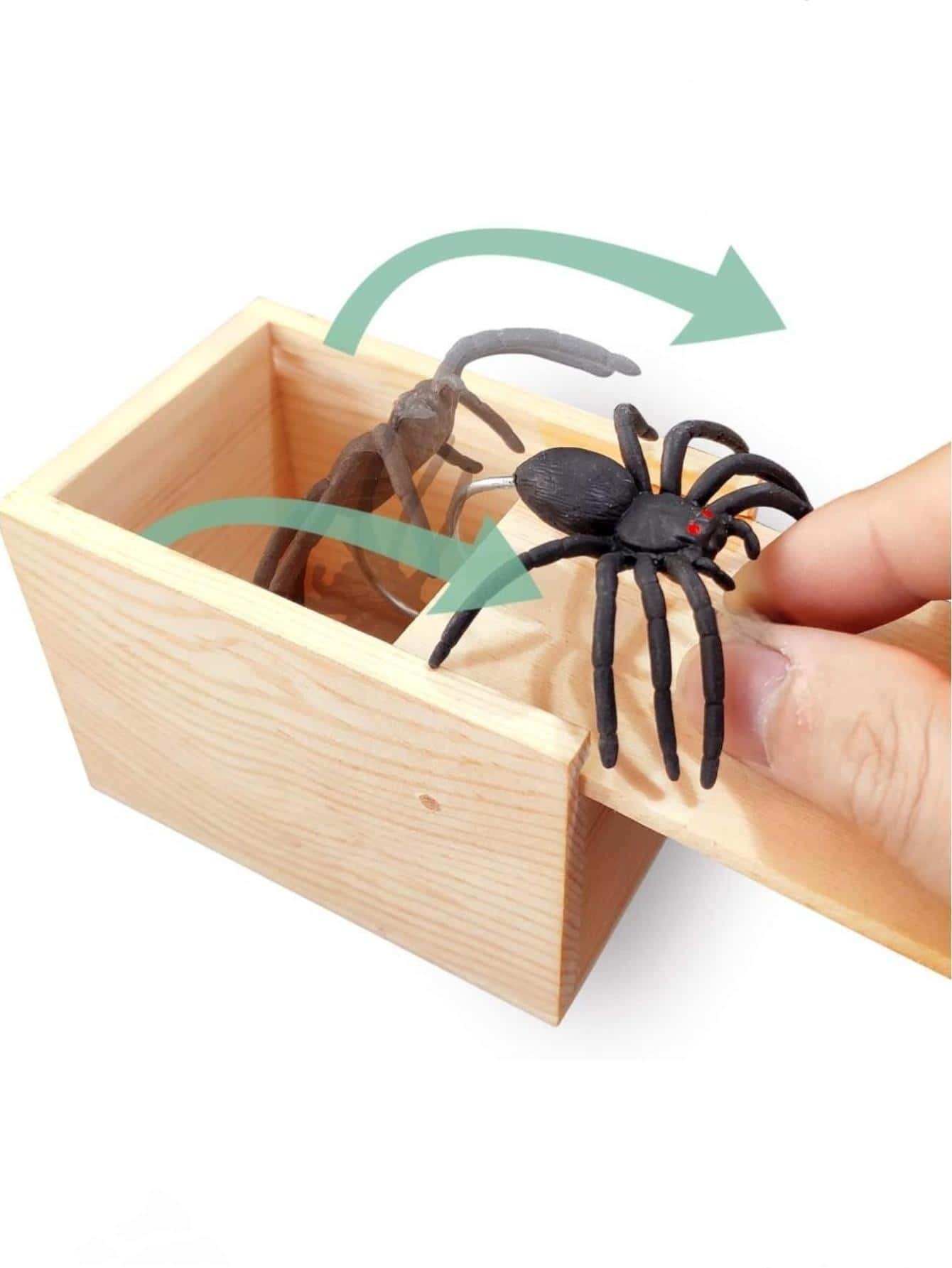 A Spider Scary Prank Box, Funny Wooden Scary Box, Handmade Funny Joke Scary Box Toy, Practical Gift Toys Spider Box Prank For Kids Adult Games,Kids Fun Toys,Spider Toy,Cheap Toys