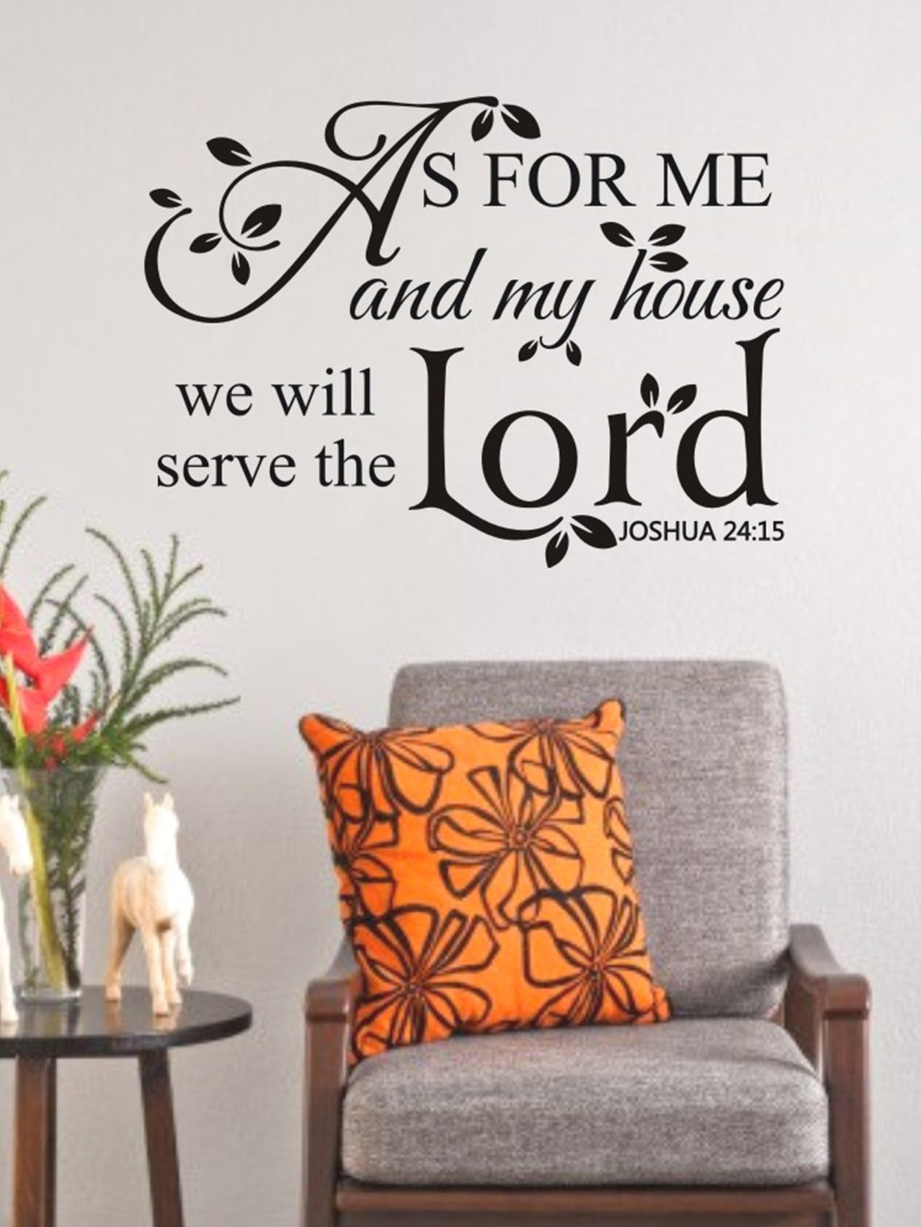 As For Me And My House We Will Serve The Lord , Bible Quotes Wall Decals Joshua Saying Home Lettering Vinyl Art  Quotes Sticker