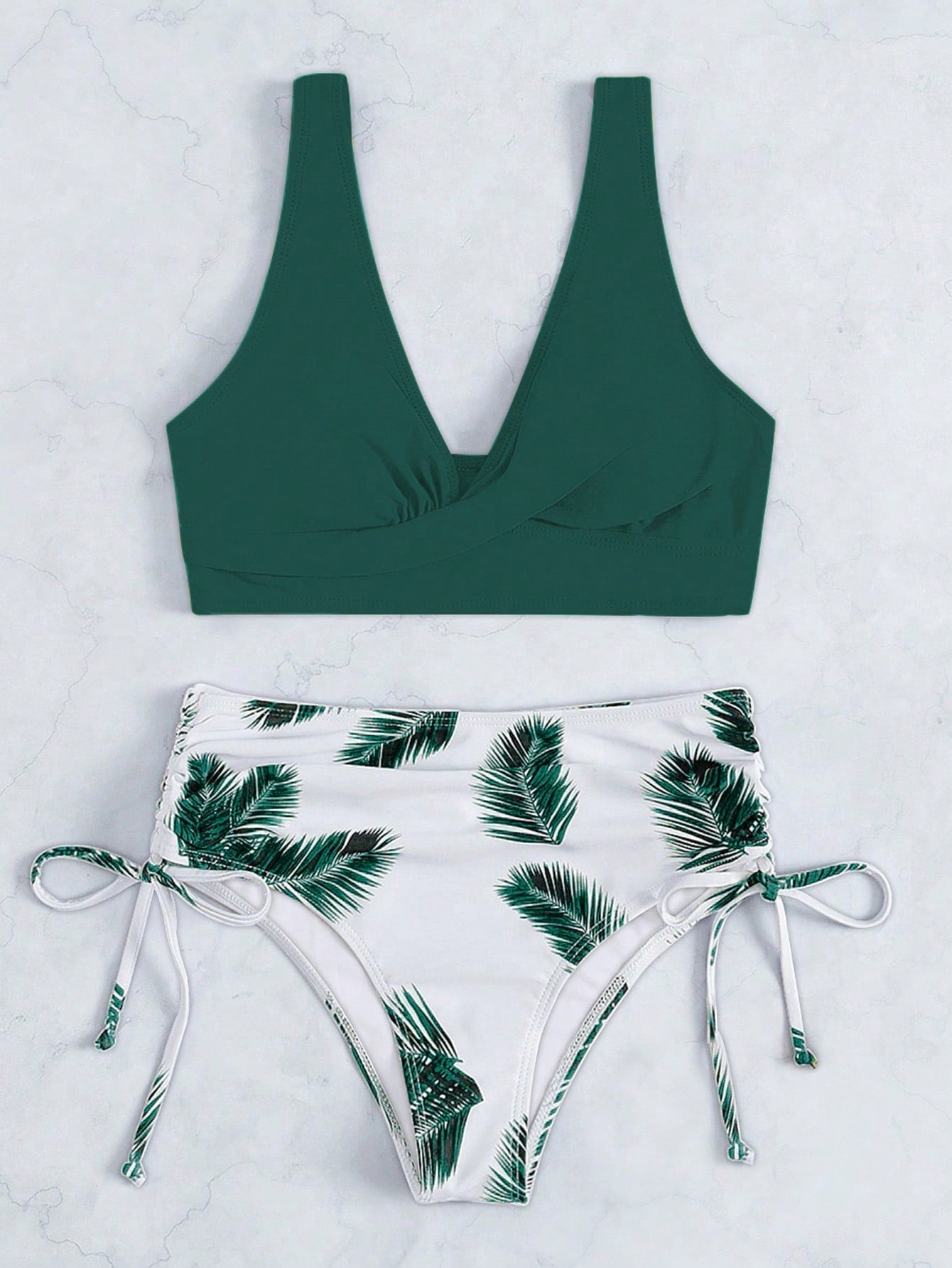 Swim Summer Beach Tropical Print Tie Side Bikini Set