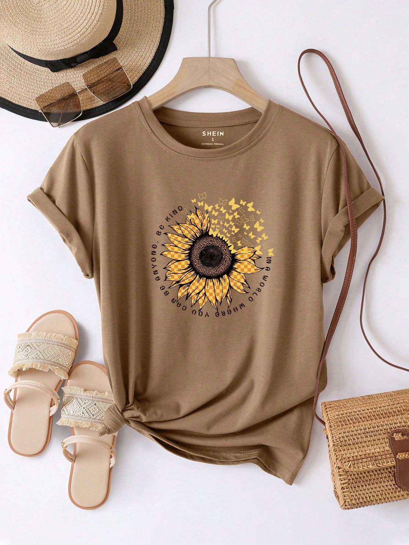 LUNE Sunflower And Slogan Graphic Tee