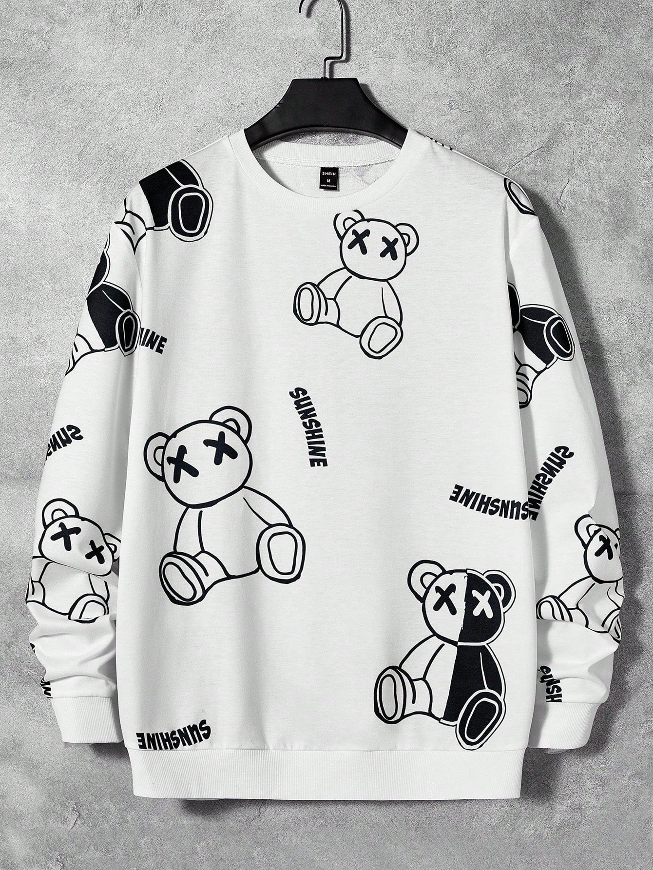 Manfinity UrbanChill Loose Fit Men's Bear & Letter Graphic Sweatshirt