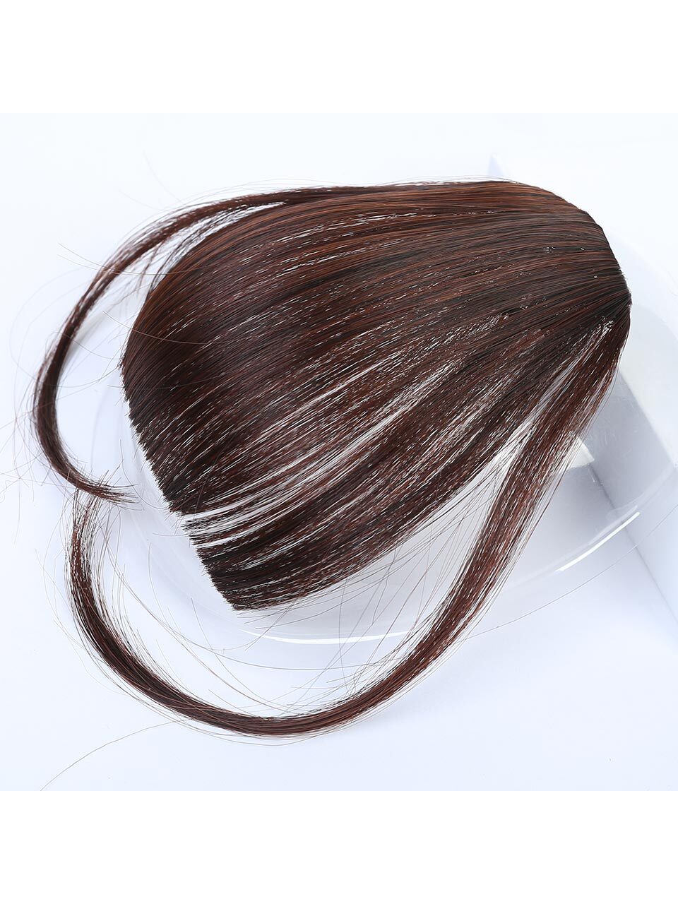 Clip In Bangs Front Neat Dark Brown Bangs Hairpiece Synthetic Fake False Hair Piece Bangs Hairpiece Clip In Hair Extensions For Women Heat Resistant