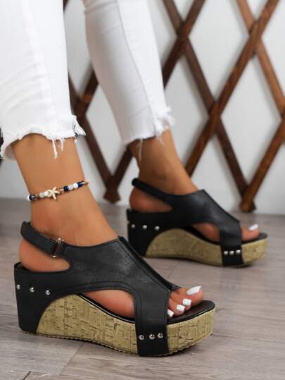 Fashionable Slip-Resistant Platform Wedge Sandals For Women, Retro Waterproof Outside Wearing Women's Shoes With Thick Heels And Open Toes