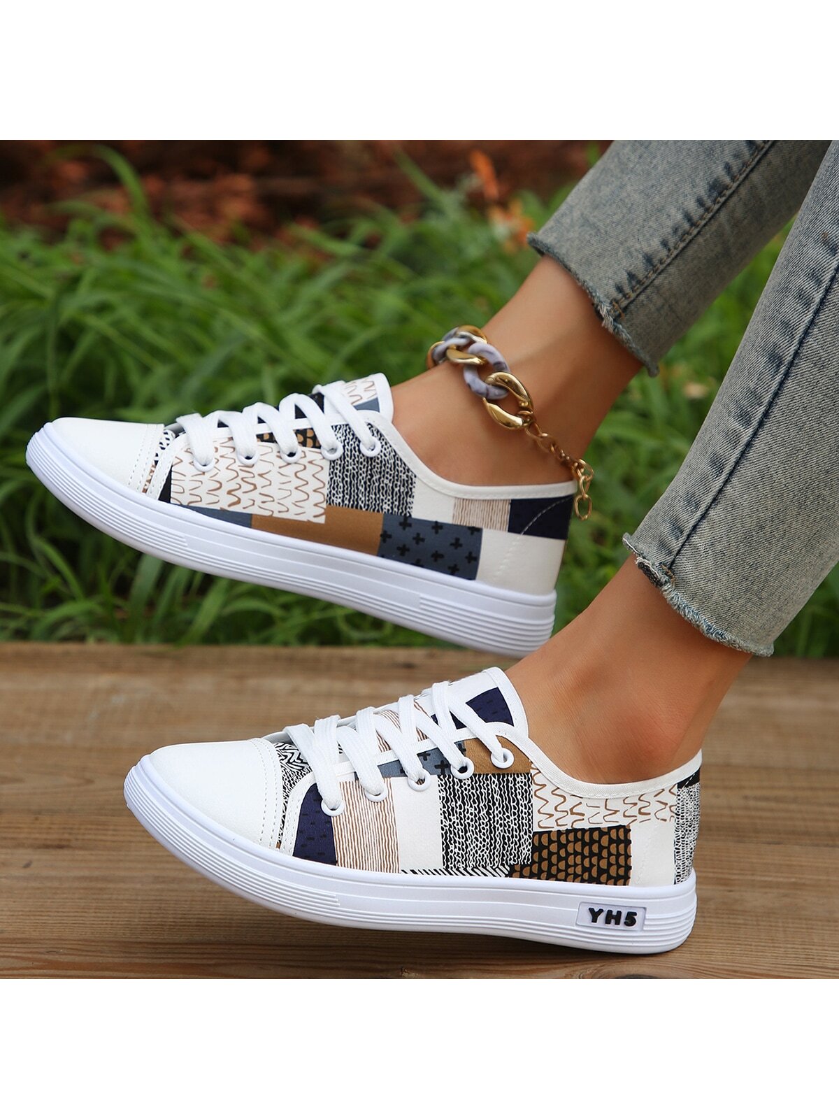 Women's Round Toe Lace-Up Canvas Shoes, All Season Comfort Sporty Fashionable Simple Casual Breathable Slip-Resistant