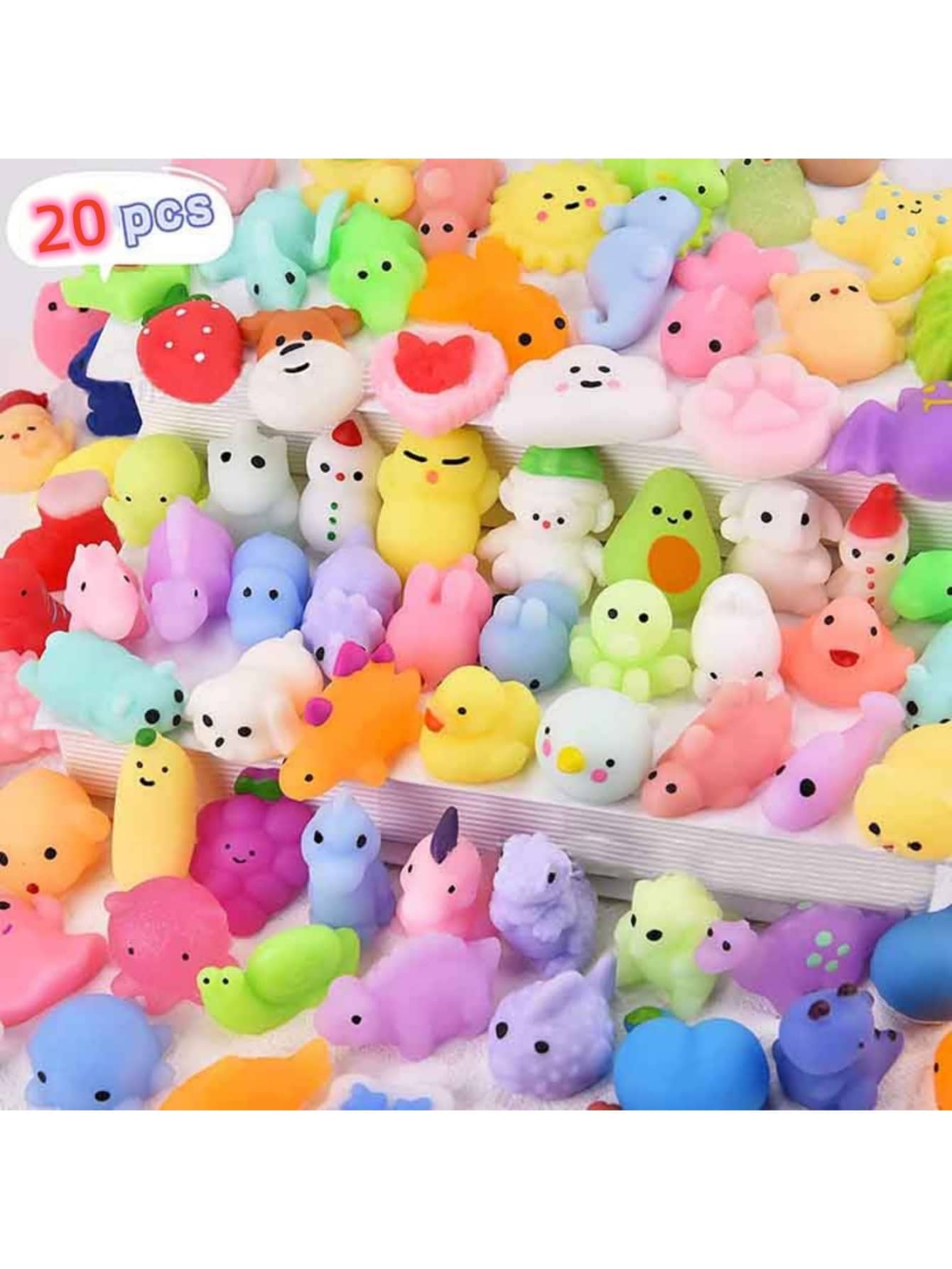 20PCS Random Kawaii Mochi Squishy Toys For Kids Party Favors, Mini Stress Relief Toys,Boys Or Girls Gifts, Holiday Stocking Stuffers PresentSchool, Student,Stationery,School Supplies