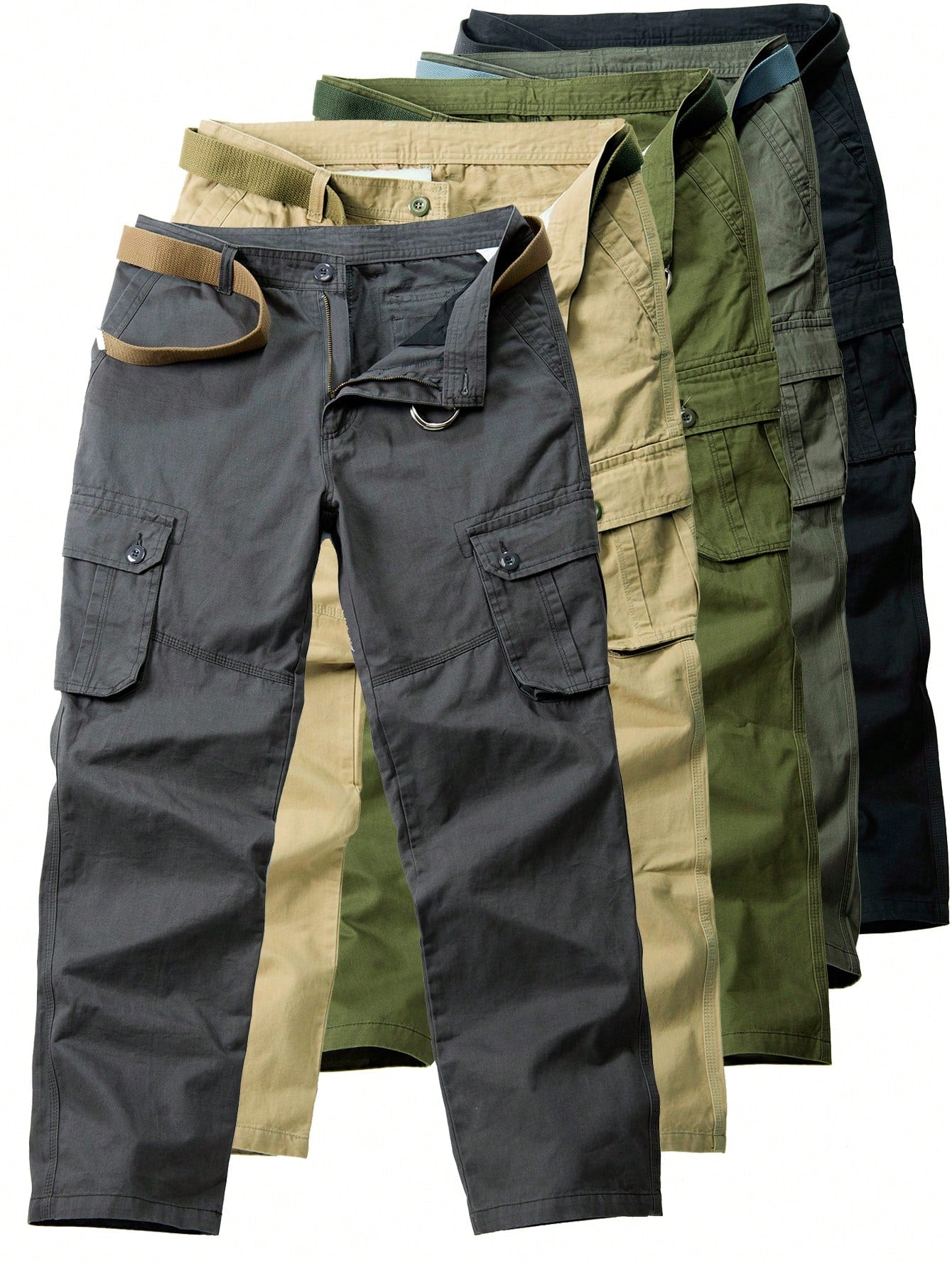 Men Flap Pocket Side Cargo Pants