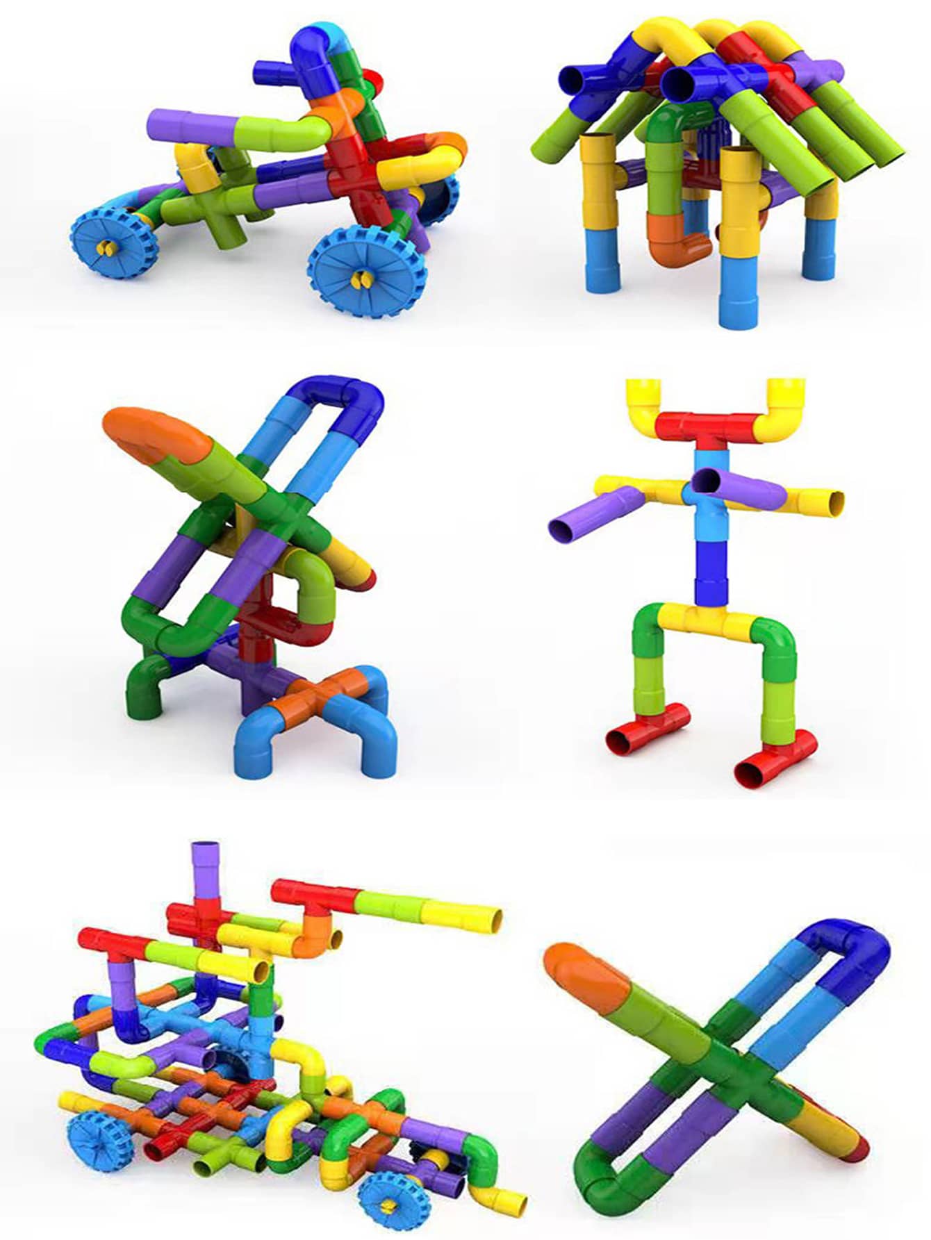 Christmas Decoration 50-Piece DIY Water Building Blocks Toys: Montessori Water Pipe Building Blocks Toy - Educational Toys For Perfect Gift!