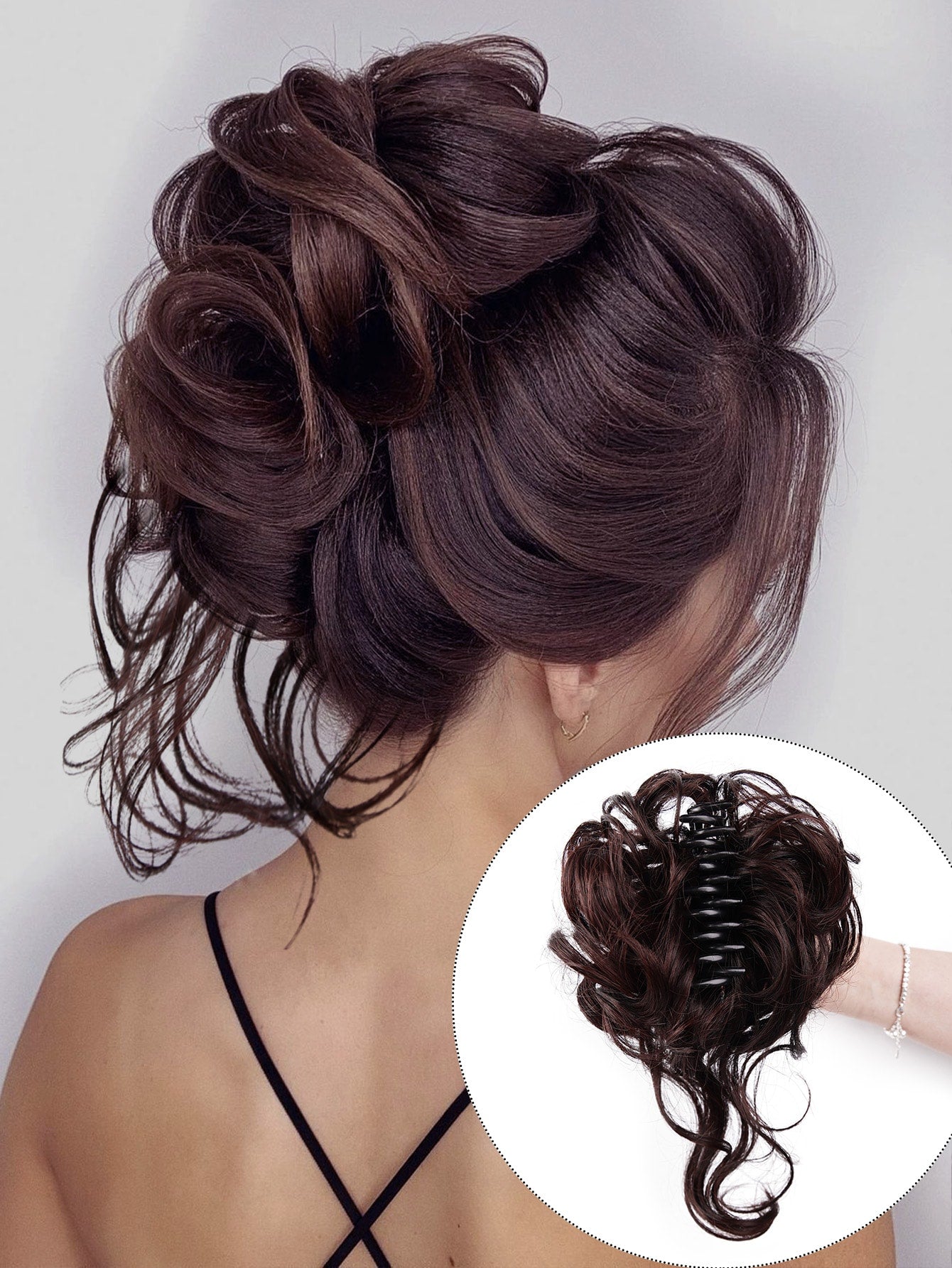 Claw Clip Messy Bun Hair Pieces For Women Tousled Updo Ponytail Synthetic Curly Wavy Bun Hair Extension With Hair Clips