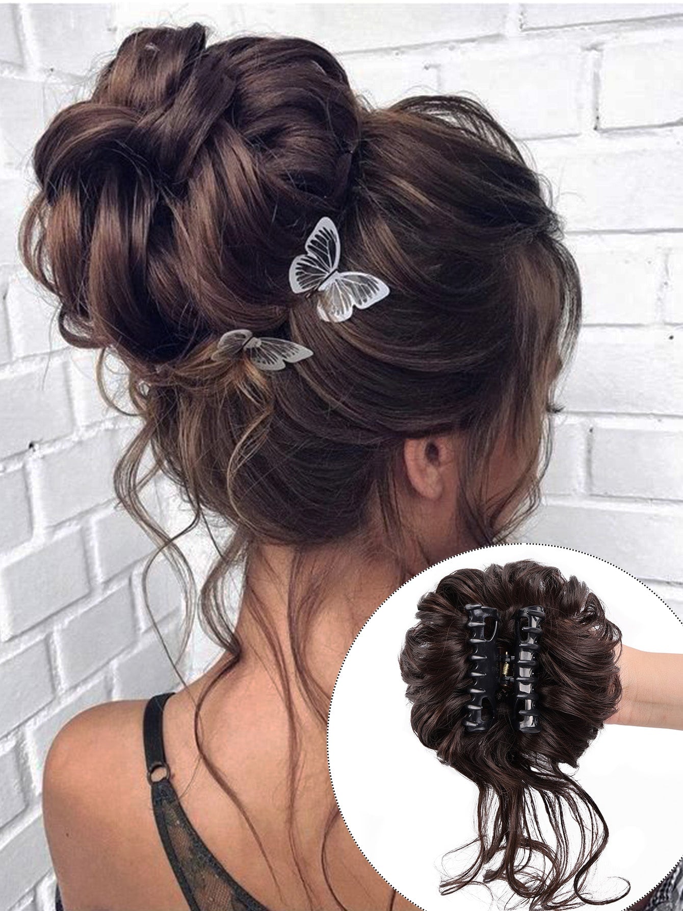 Claw Clip Messy Bun Hair Pieces For Women Tousled Updo Ponytail Synthetic Curly Wavy Bun Hair Extension With Hair Clips