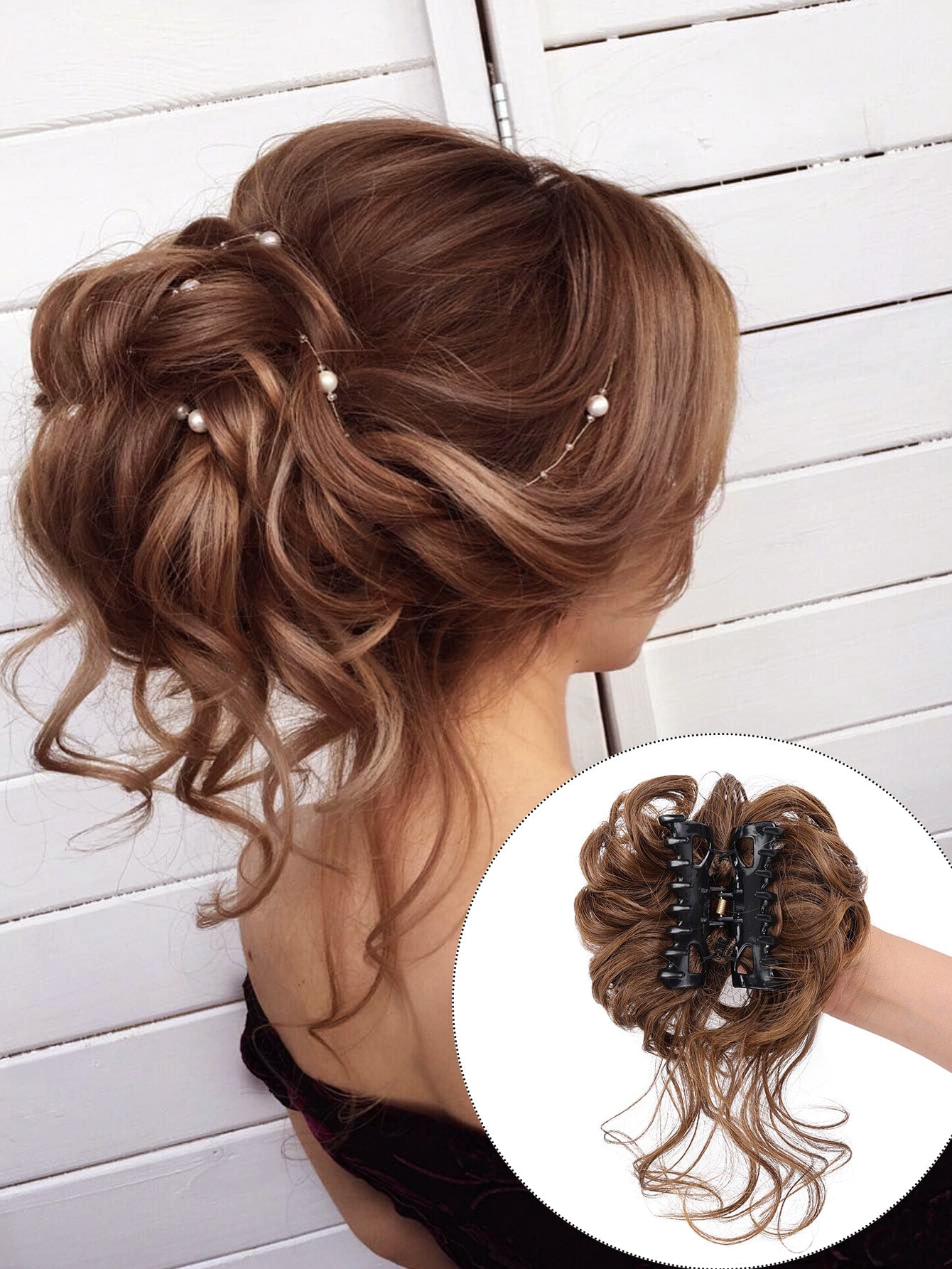 Claw Clip Messy Bun Hair Pieces For Women Tousled Updo Ponytail Synthetic Curly Wavy Bun Hair Extension With Hair Clips