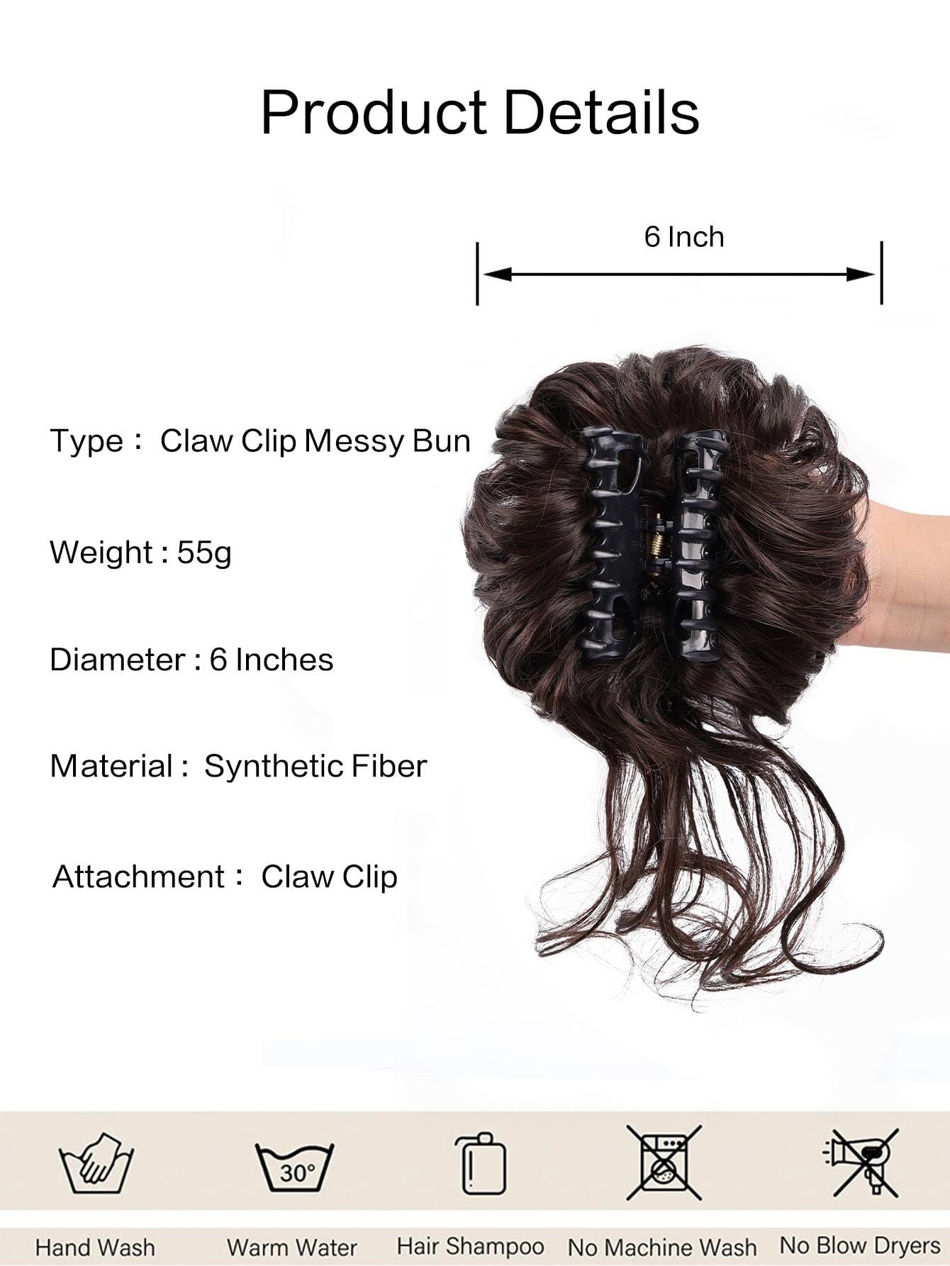 Claw Clip Messy Bun Hair Pieces For Women Tousled Updo Ponytail Synthetic Curly Wavy Bun Hair Extension With Hair Clips