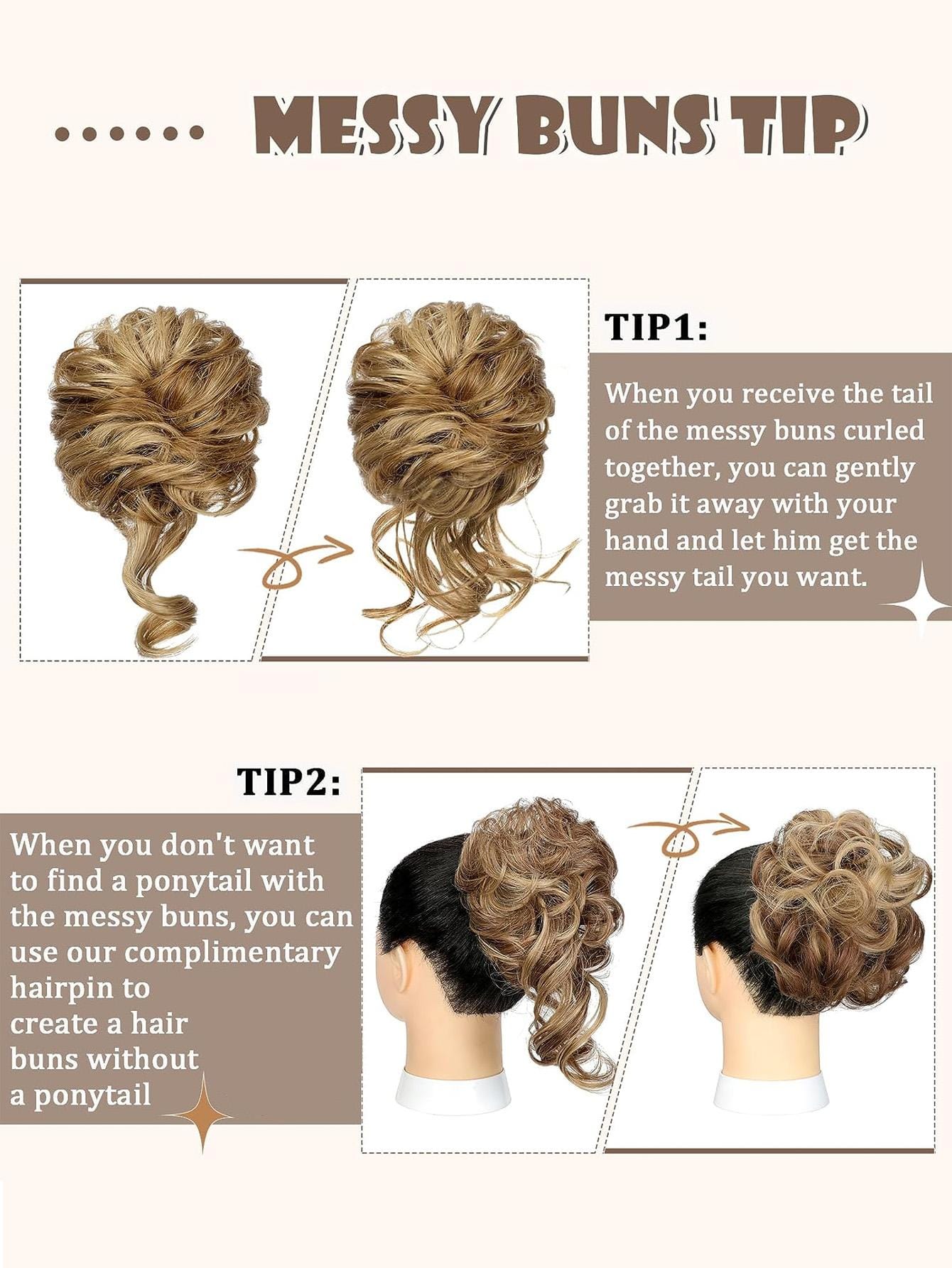 Claw Clip Messy Bun Hair Pieces For Women Tousled Updo Ponytail Synthetic Curly Wavy Bun Hair Extension With Hair Clips