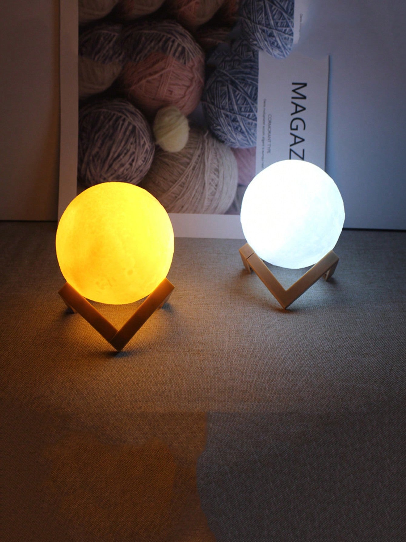 Led 3d Moon Lamp As Nightlight For Bedroom With Stand, Decorative Table Lamp And Diy Material Package For Paintable Starry Sky Ball Lamp