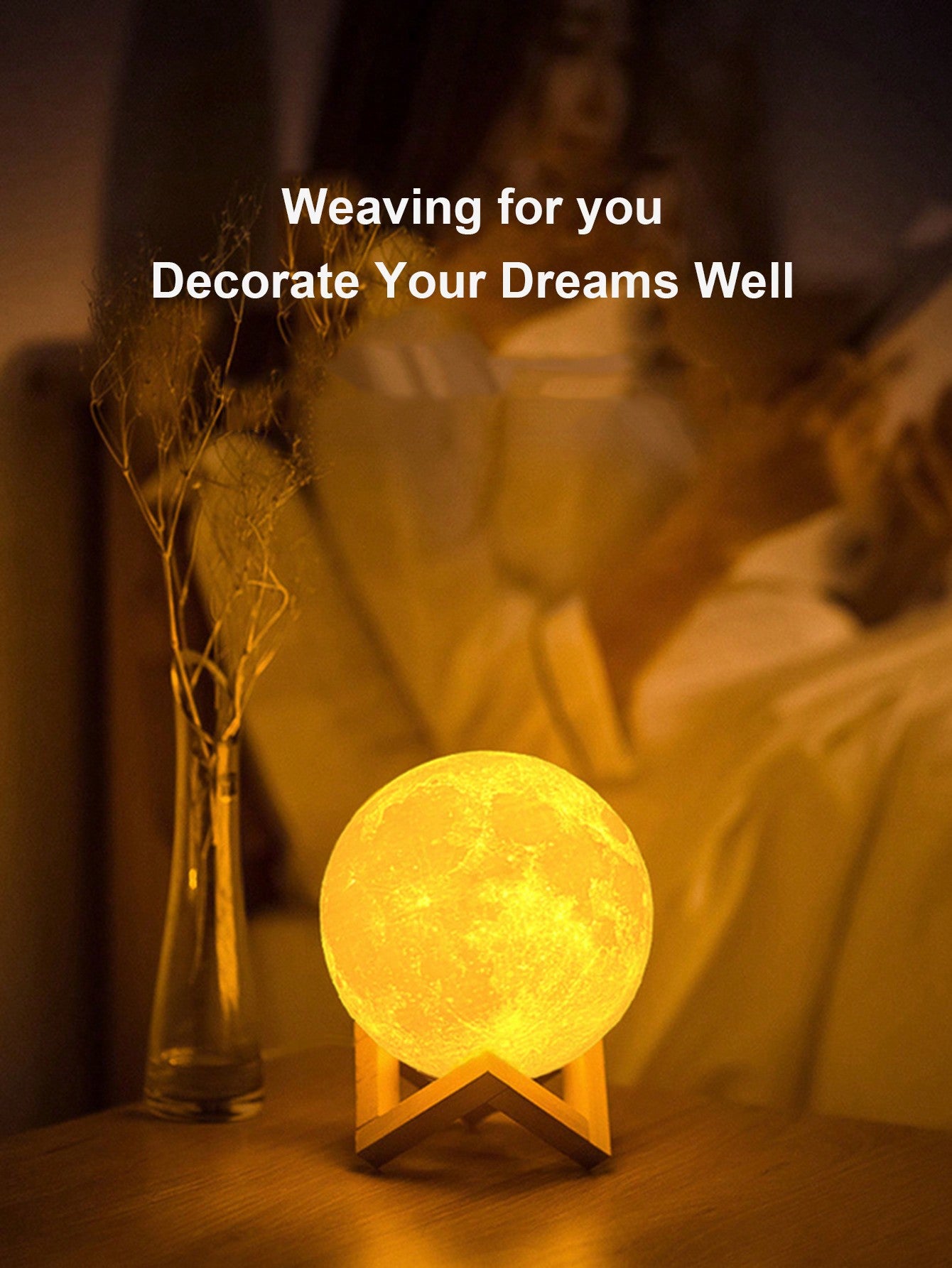 Led 3d Moon Lamp As Nightlight For Bedroom With Stand, Decorative Table Lamp And Diy Material Package For Paintable Starry Sky Ball Lamp