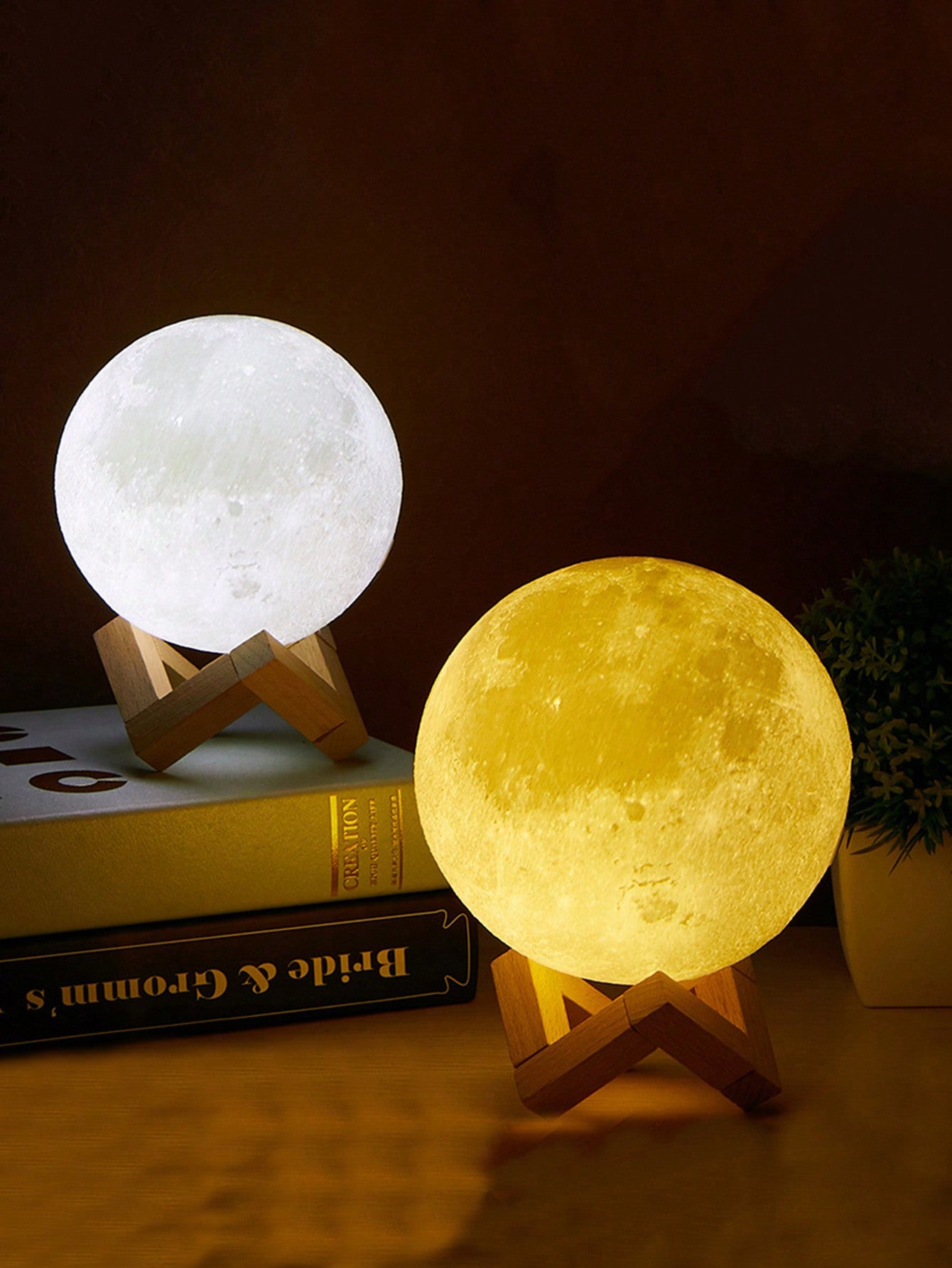 Led 3d Moon Lamp As Nightlight For Bedroom With Stand, Decorative Table Lamp And Diy Material Package For Paintable Starry Sky Ball Lamp