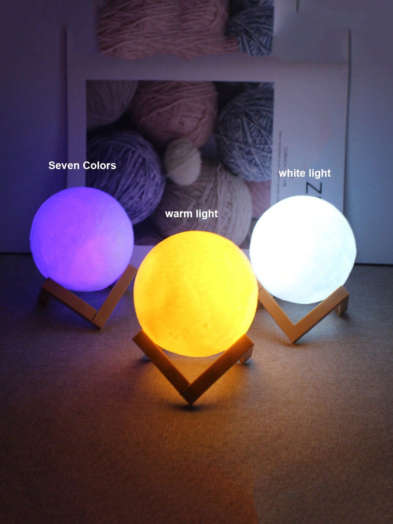 Led 3d Moon Lamp As Nightlight For Bedroom With Stand, Decorative Table Lamp And Diy Material Package For Paintable Starry Sky Ball Lamp