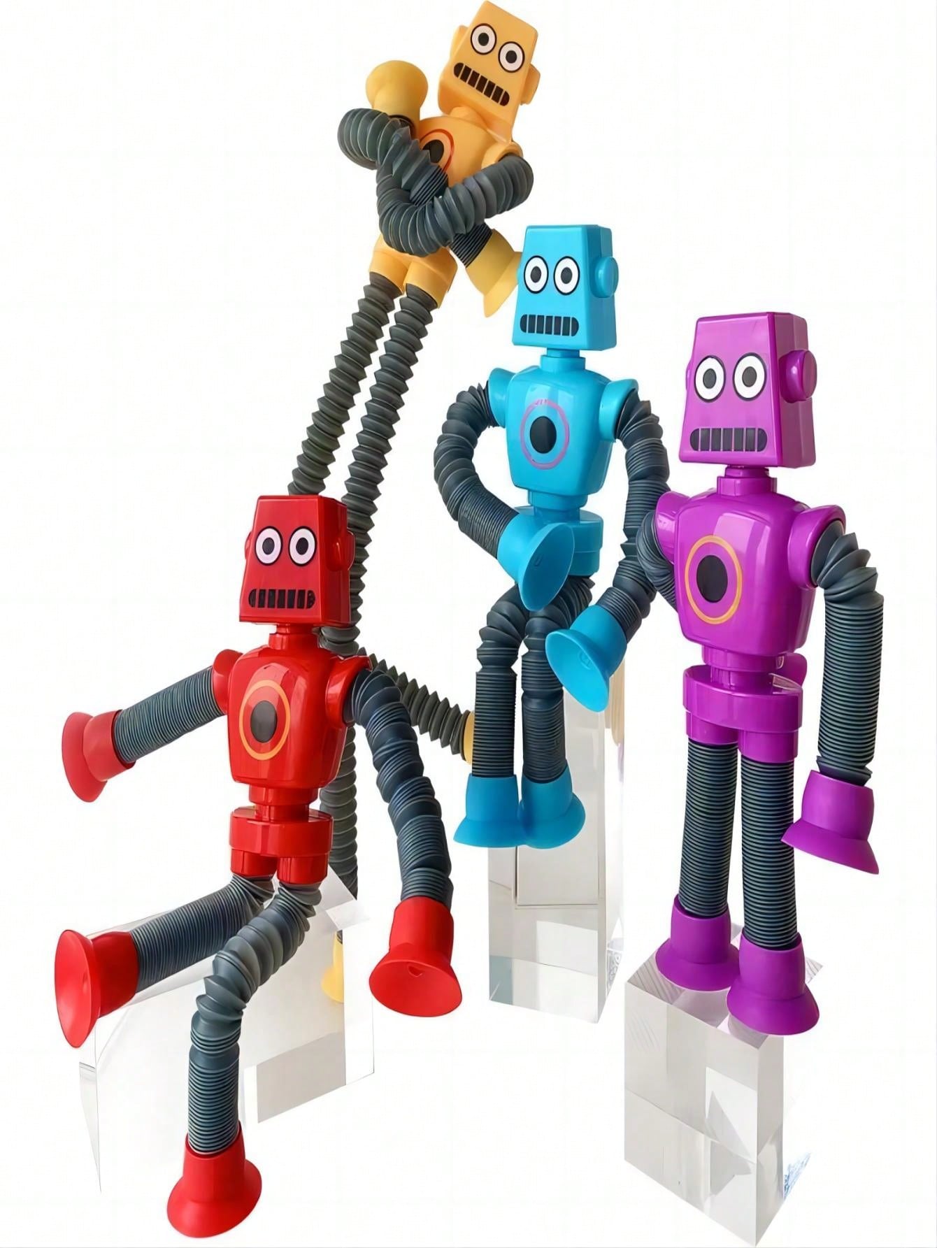 1pc Suction Cup Multifunctional Robot Toy, Cute Stretchy Tube Decompression Toy For Party