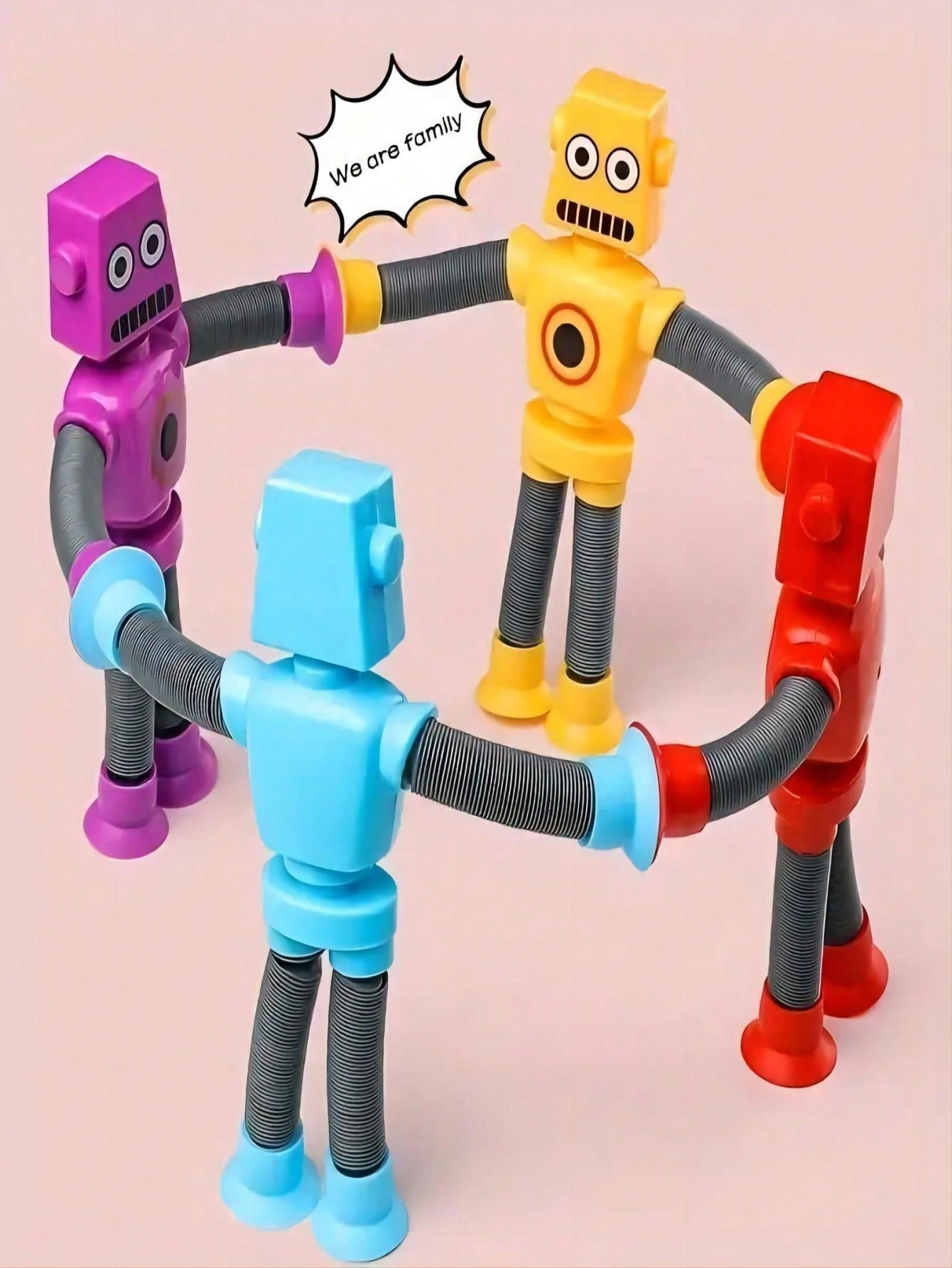 1pc Suction Cup Multifunctional Robot Toy, Cute Stretchy Tube Decompression Toy For Party