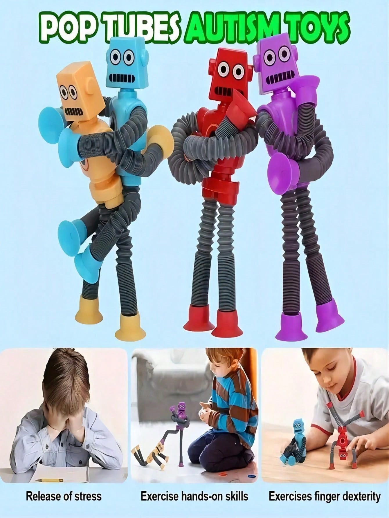 1pc Suction Cup Multifunctional Robot Toy, Cute Stretchy Tube Decompression Toy For Party