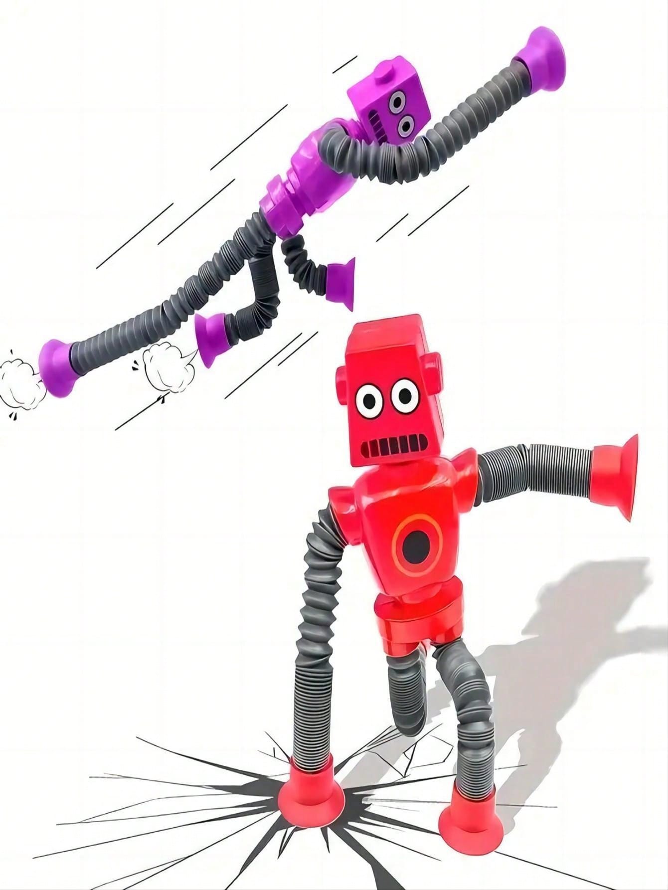 1pc Suction Cup Multifunctional Robot Toy, Cute Stretchy Tube Decompression Toy For Party