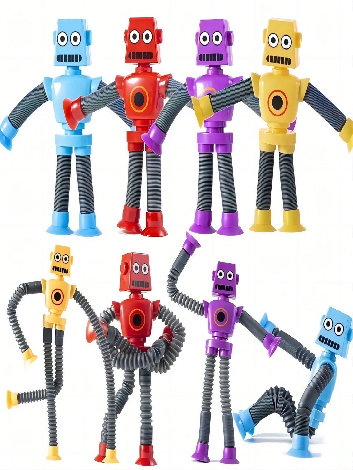 1pc Suction Cup Multifunctional Robot Toy, Cute Stretchy Tube Decompression Toy For Party