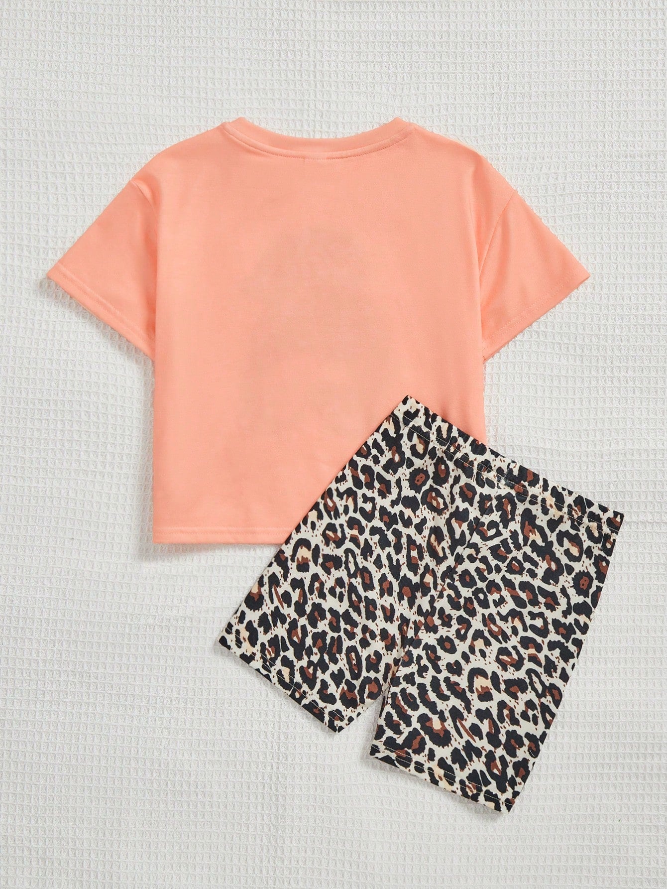 Young Girl Leopard & Figure Graphic Tee & Shorts