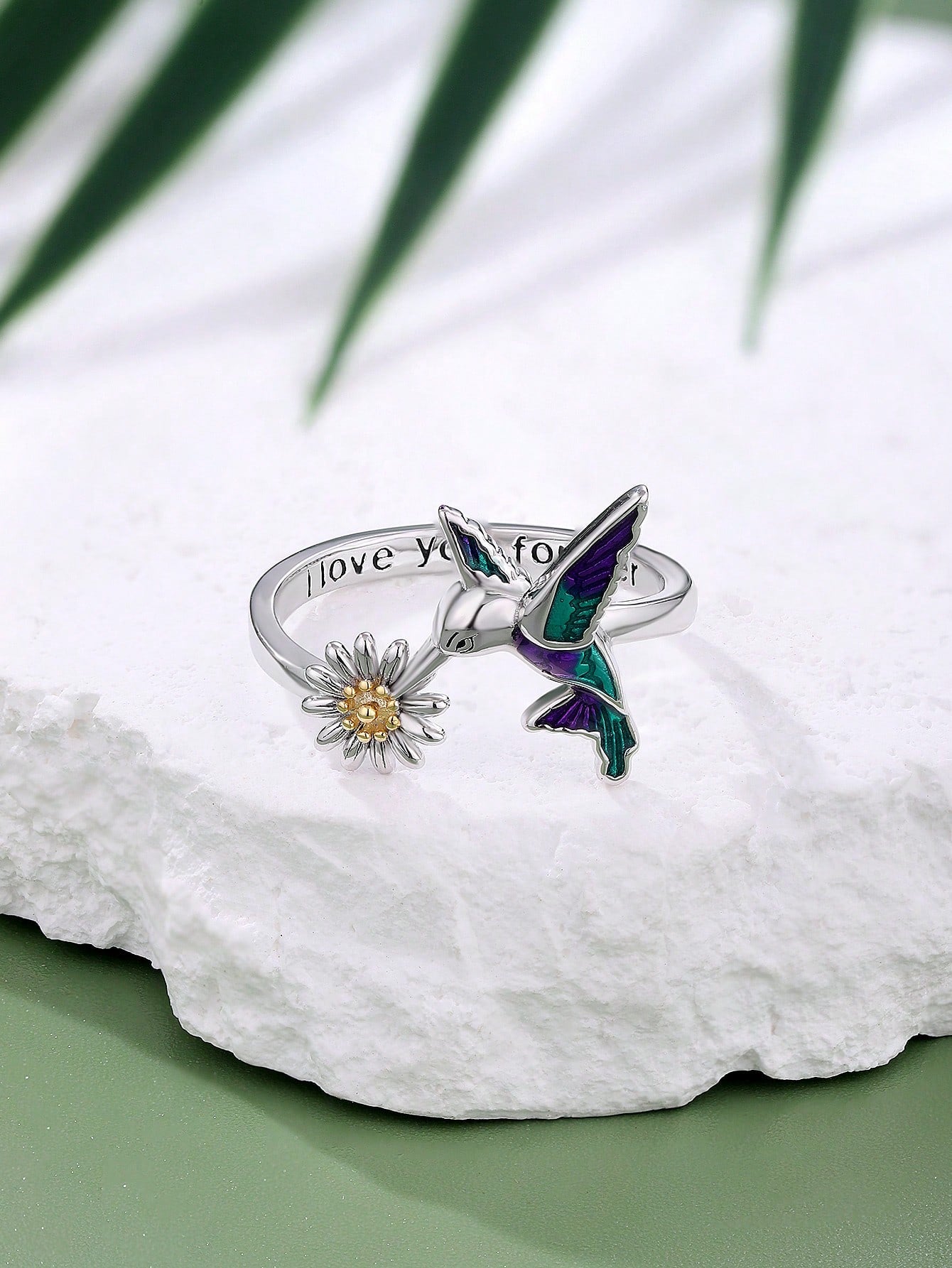 1pc Fashionable Handmade Enamel 925 Silver Hummingbird Ring Suitable For Women's Daily Wear