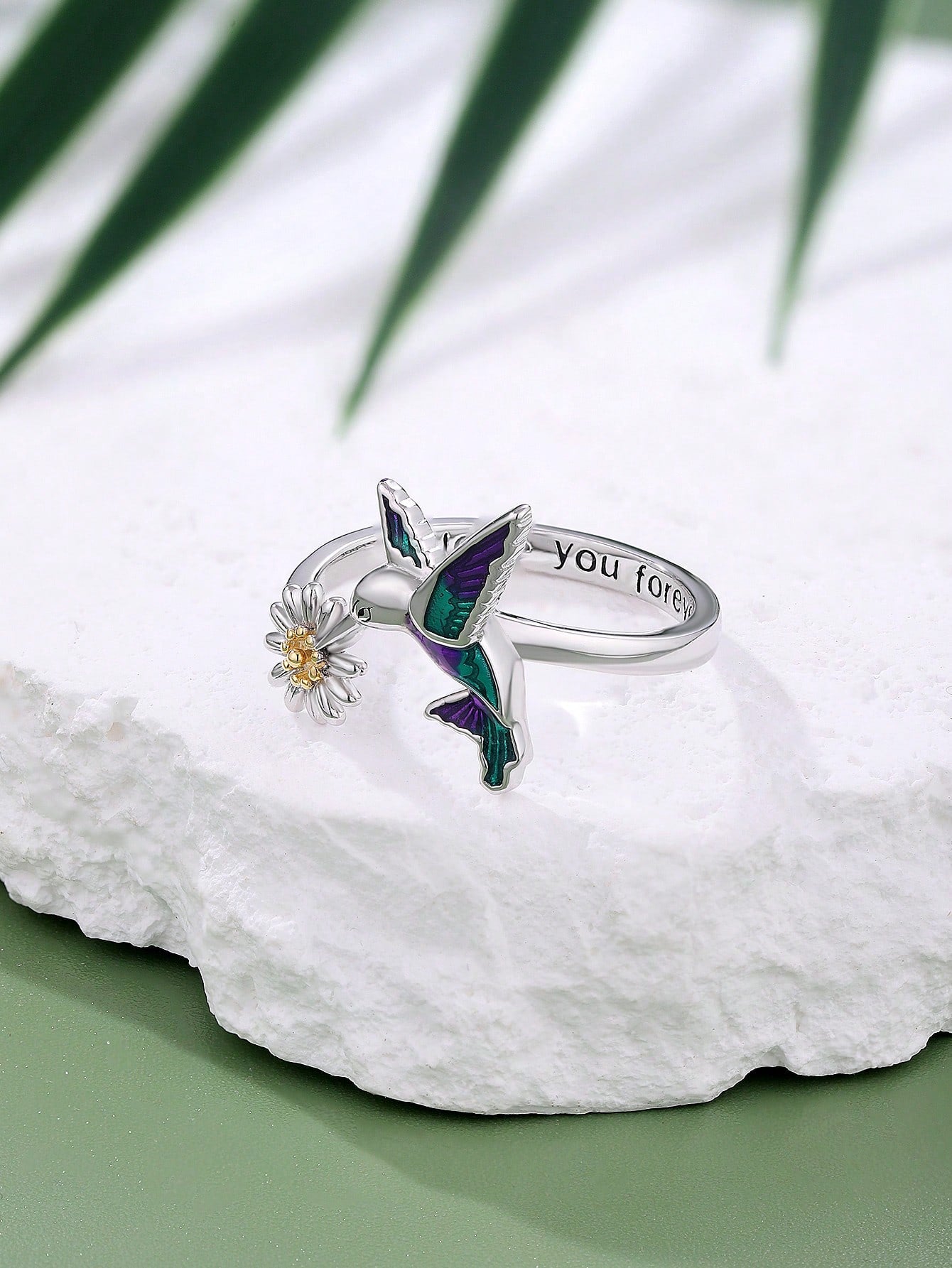 1pc Fashionable Handmade Enamel 925 Silver Hummingbird Ring Suitable For Women's Daily Wear