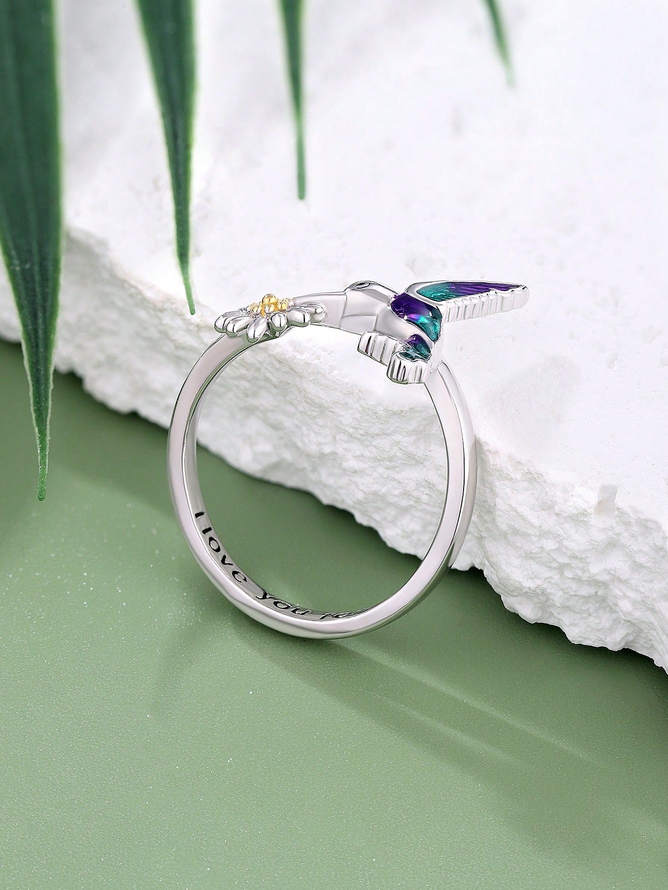 1pc Fashionable Handmade Enamel 925 Silver Hummingbird Ring Suitable For Women's Daily Wear