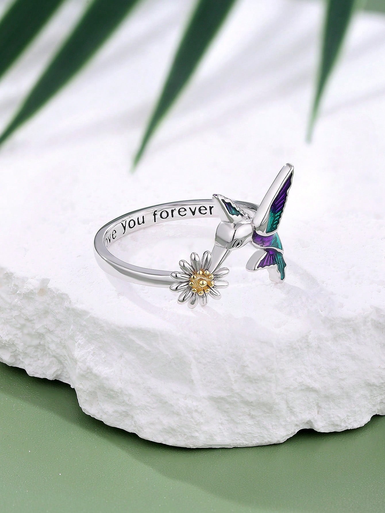 1pc Fashionable Handmade Enamel 925 Silver Hummingbird Ring Suitable For Women's Daily Wear