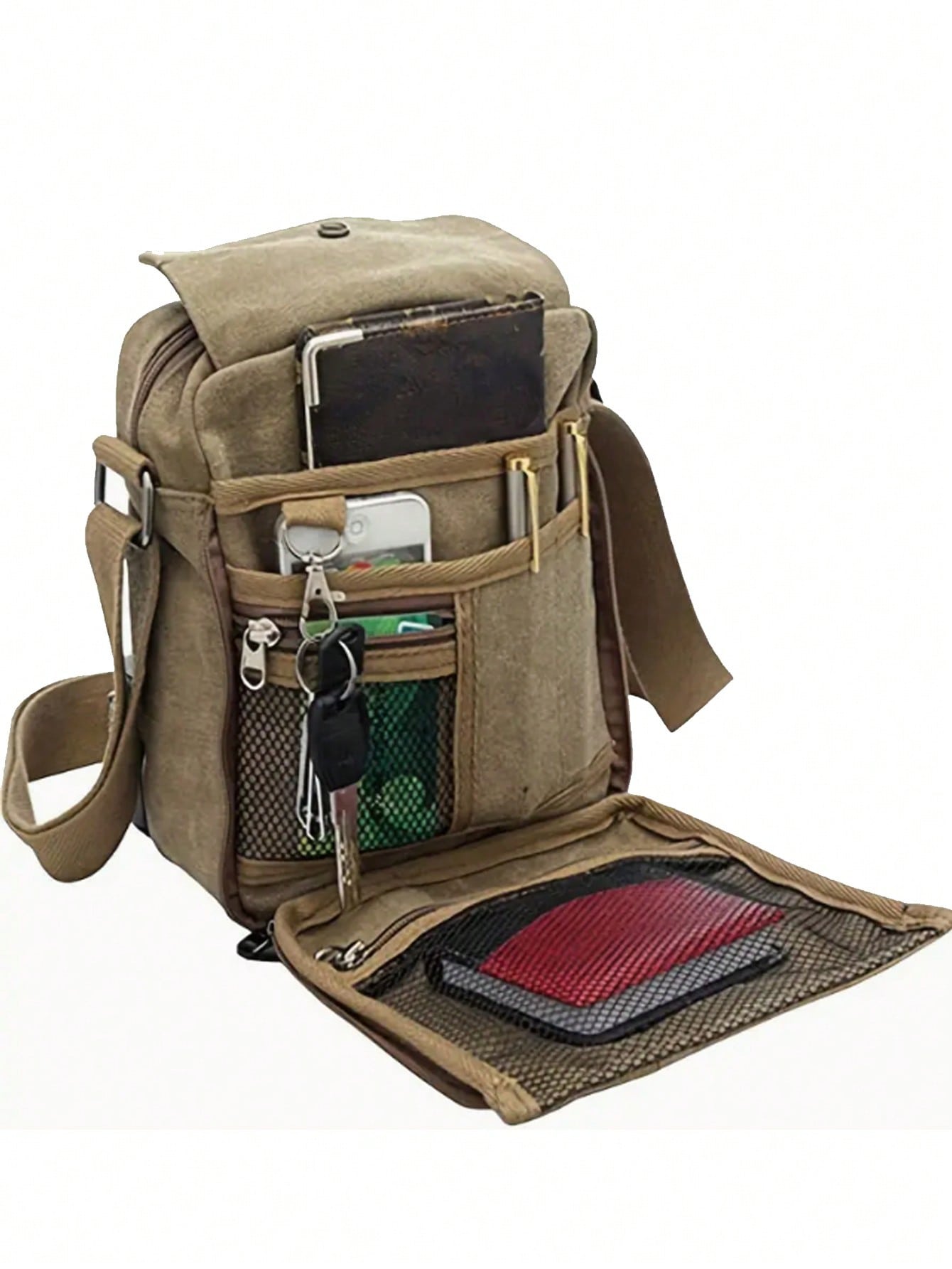 Men's Canvas Messenger Bag: Stylish Shoulder Bag With Multiple Pockets - Perfect For Outdoor Travel! Crossbody Bag Sling Bag Side Bag Square Bag For Holiday Travel Essentials School Bag For Man Bag Cross Body Bag Side Bag Students School Supplies Fall Ba