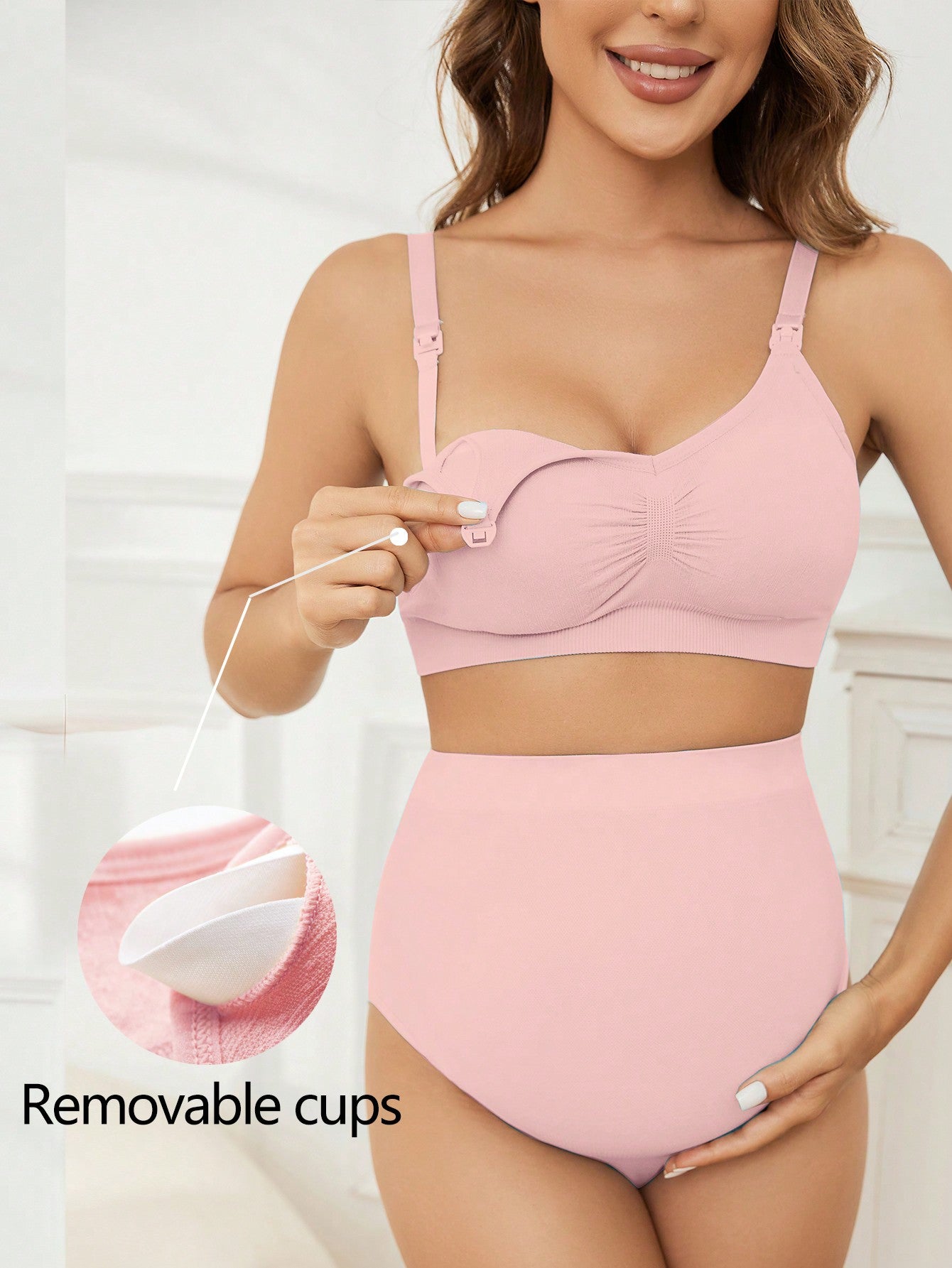 Solid Color Pleated Maternity Nursing Bra